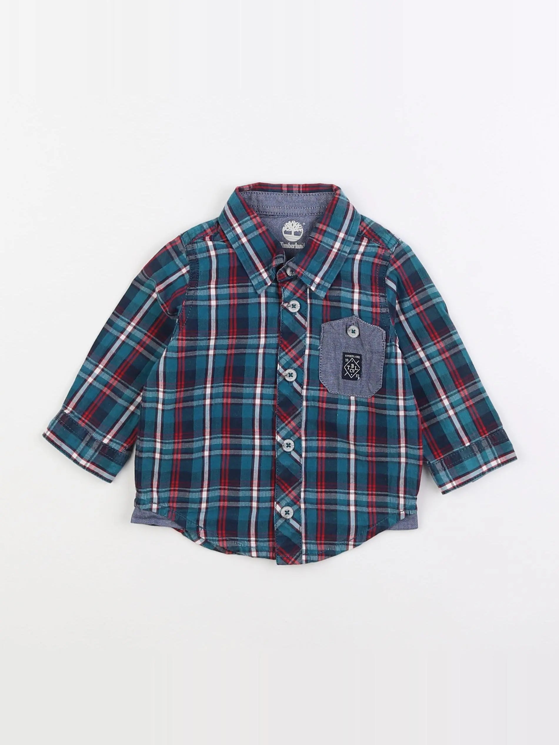 Timberland - chemise bleu, rouge - 6 mois