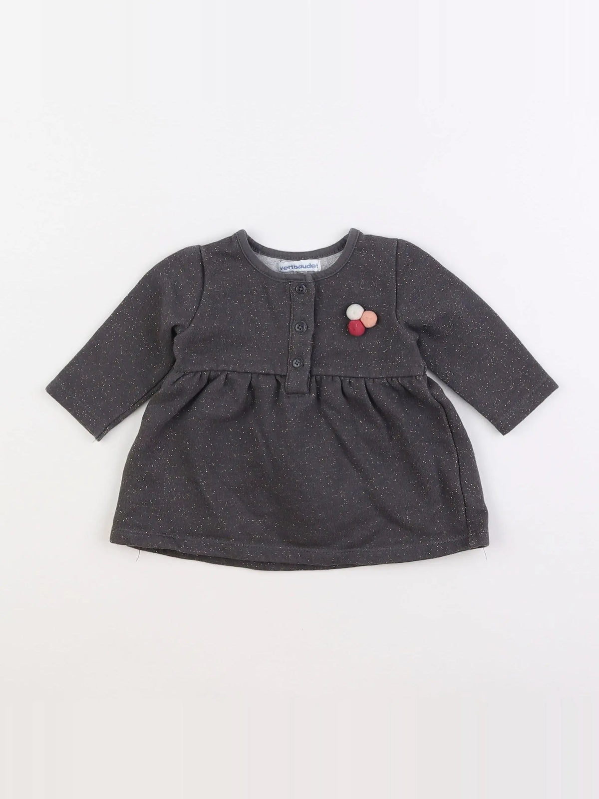 Vertbaudet - robe gris, argent - 3 mois