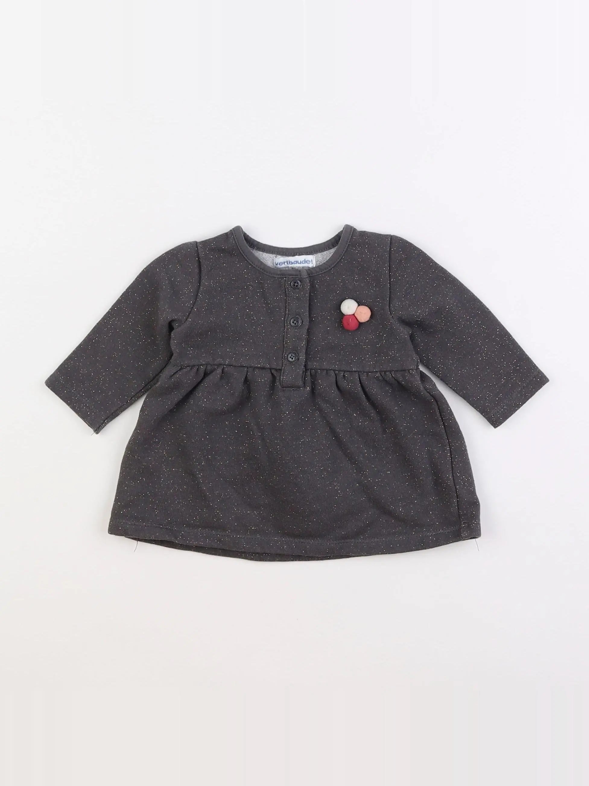 Vertbaudet - robe gris, argent - 3 mois