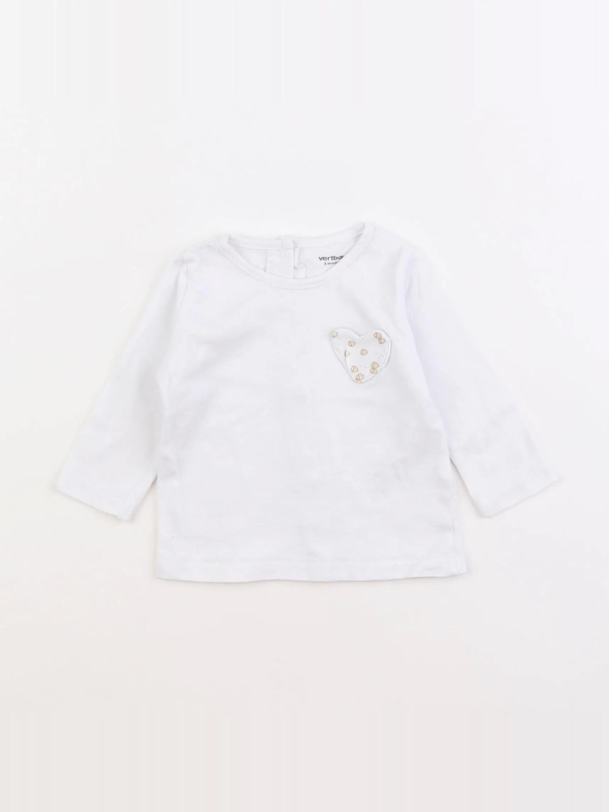 Vertbaudet - tee-shirt blanc - 3 mois