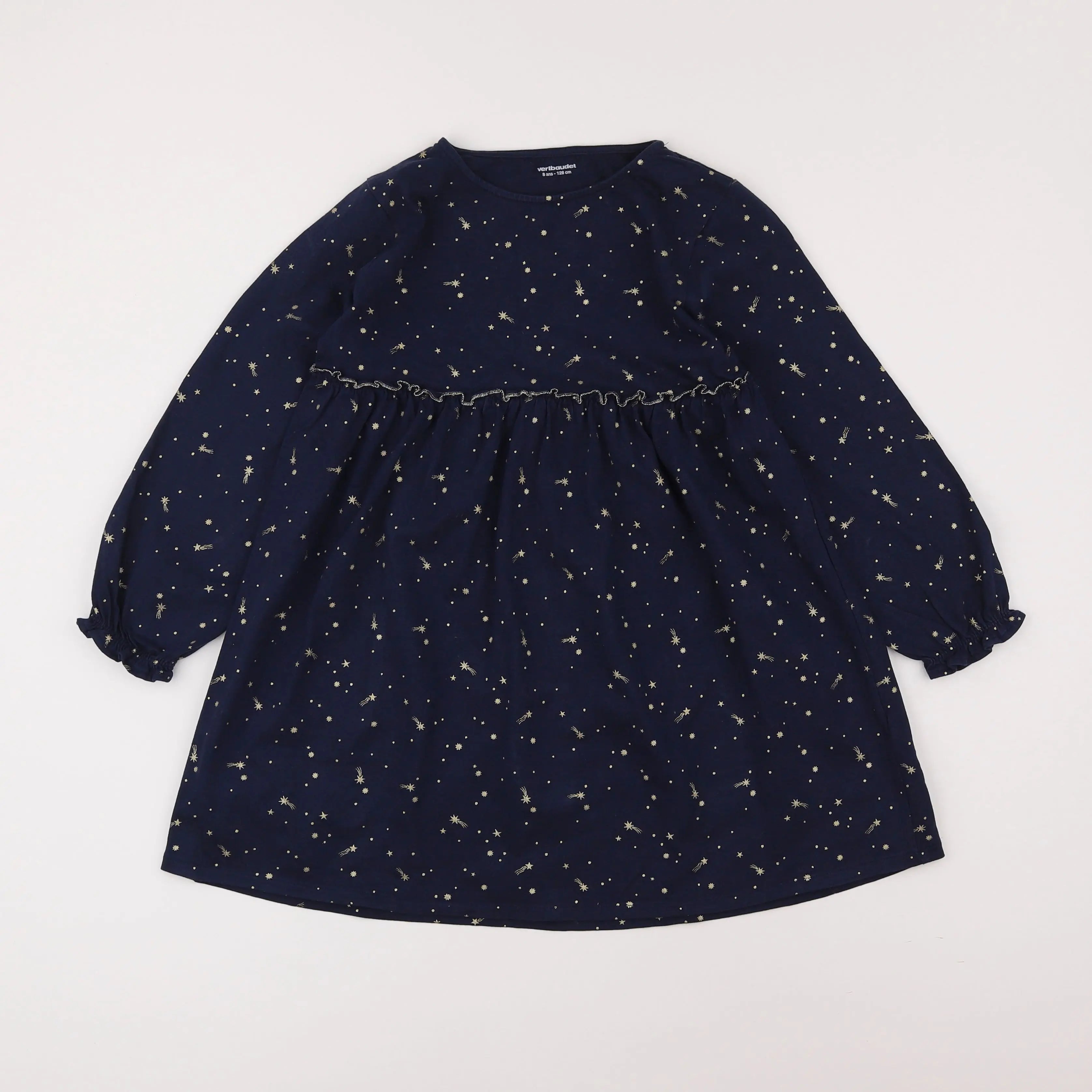 Vertbaudet - robe bleu, or - 8 ans