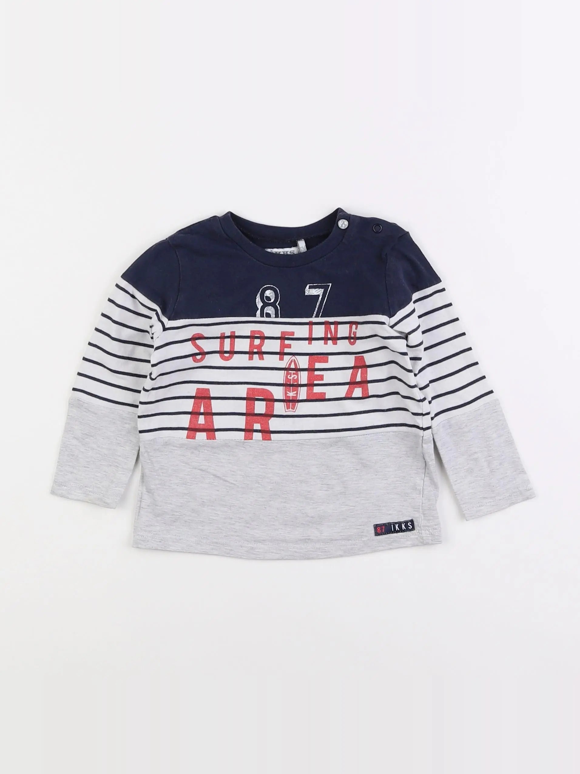IKKS - tee-shirt bleu, gris - 12 mois