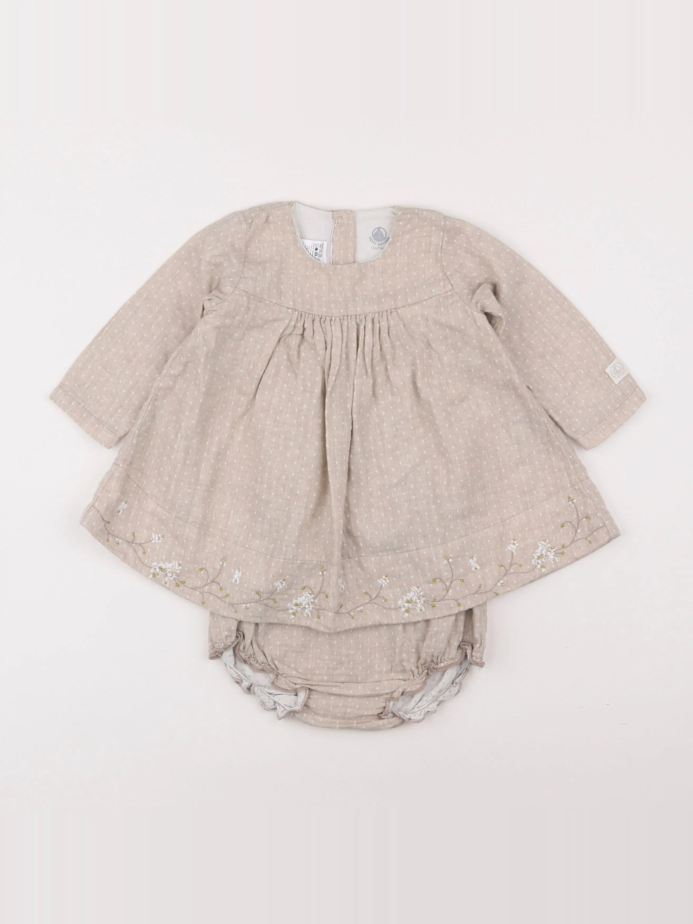 Petit Bateau - robe beige - 12 mois