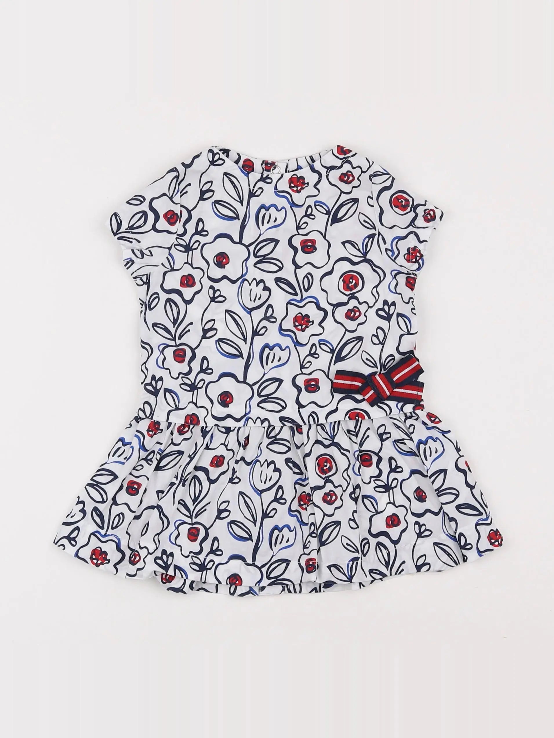 Petit Bateau - robe blanc, bleu - 6 mois