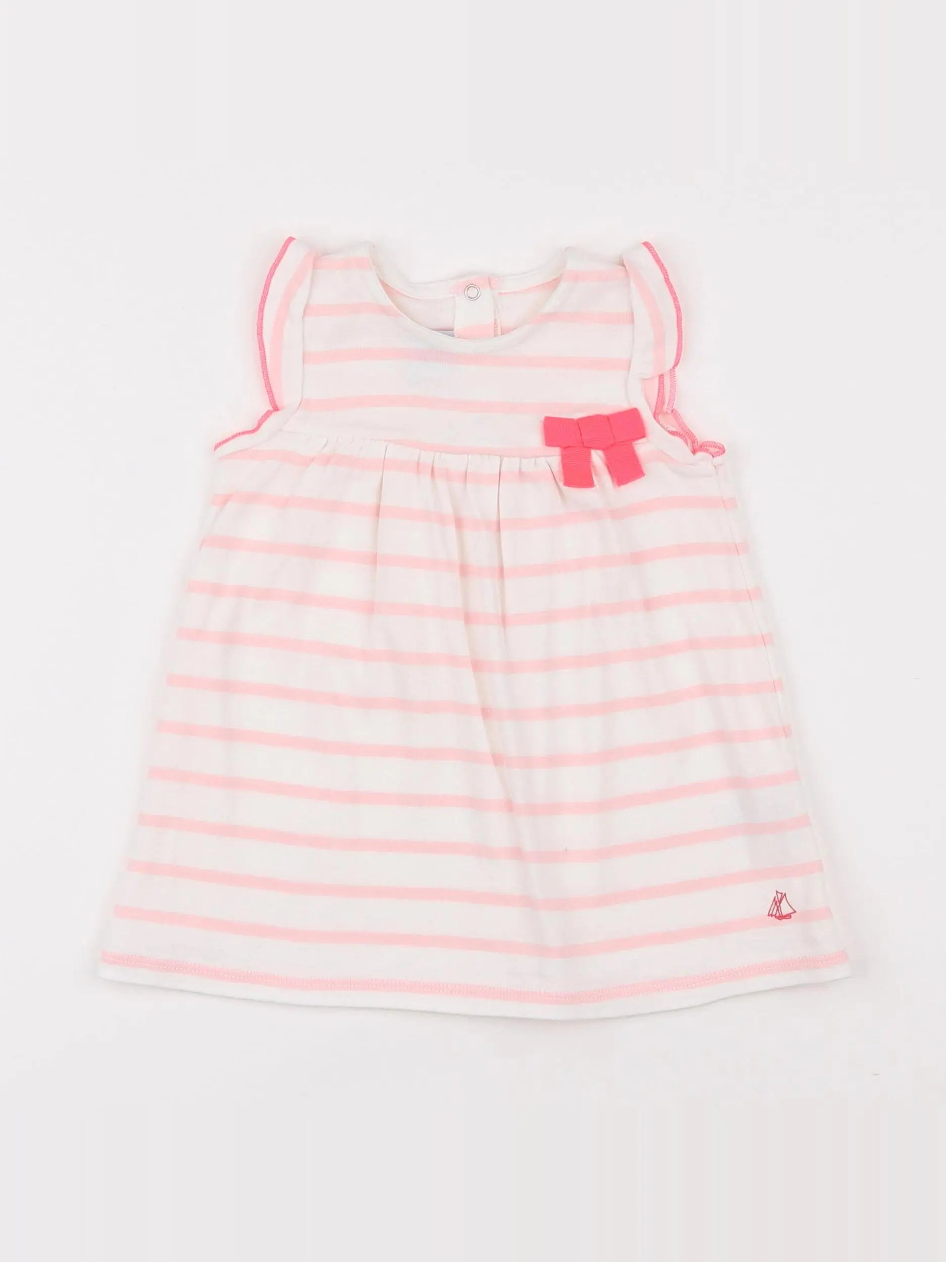 Petit Bateau - robe blanc, rose - 6 mois