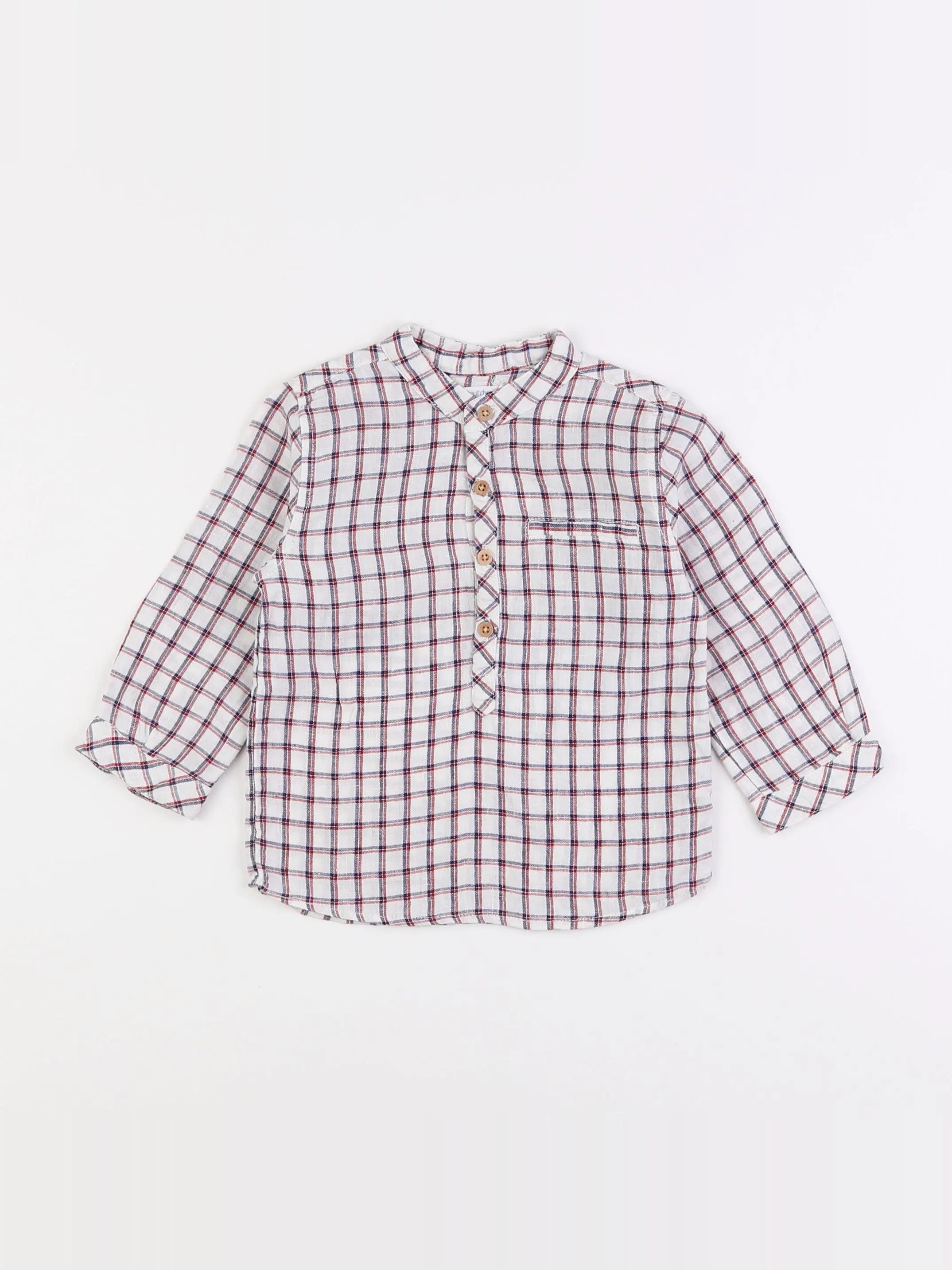 Boutchou - chemise blanc, bleu - 12 mois