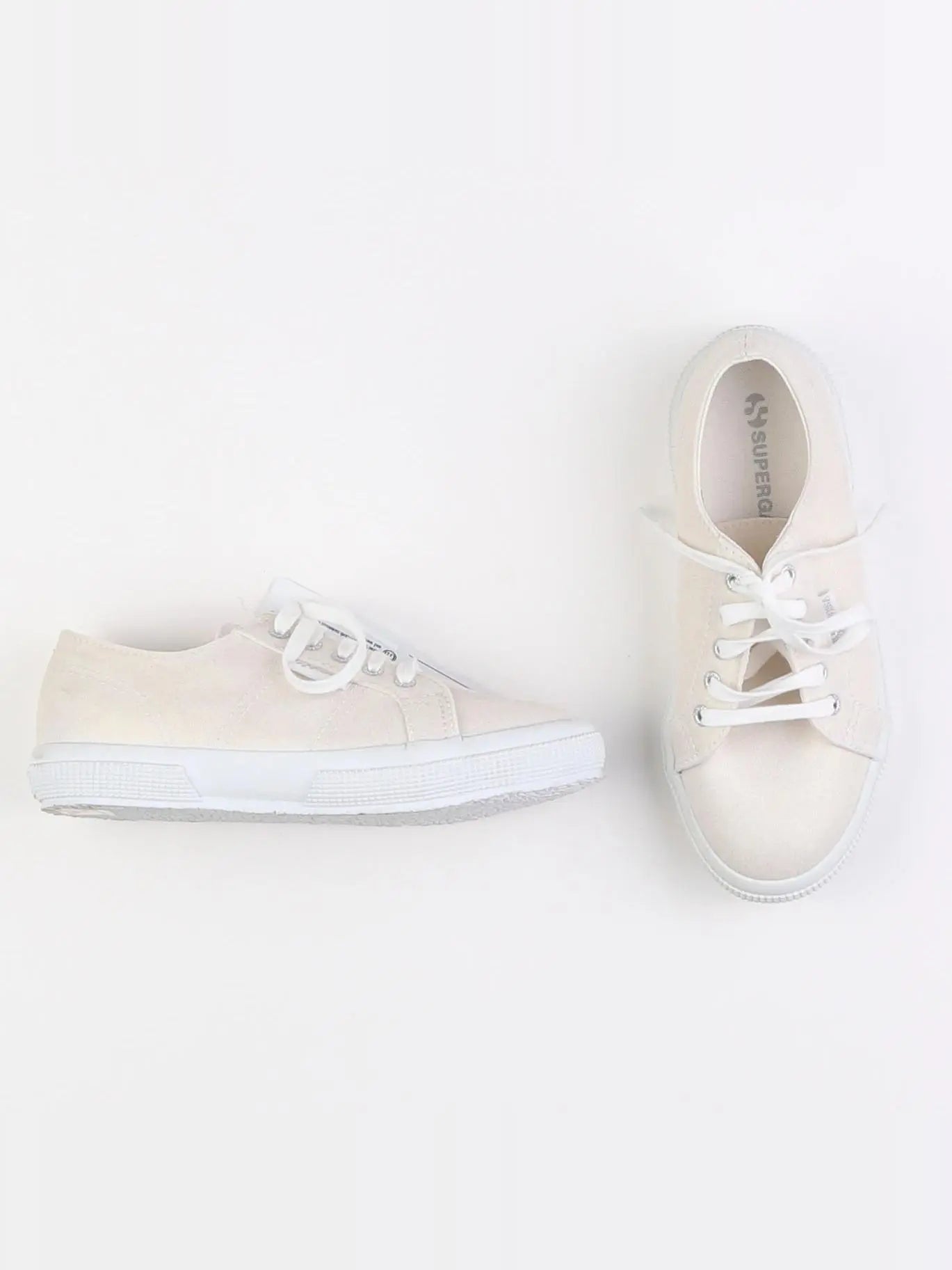 Superga - tennis à scratch/ lacets beige, or - pointure 32