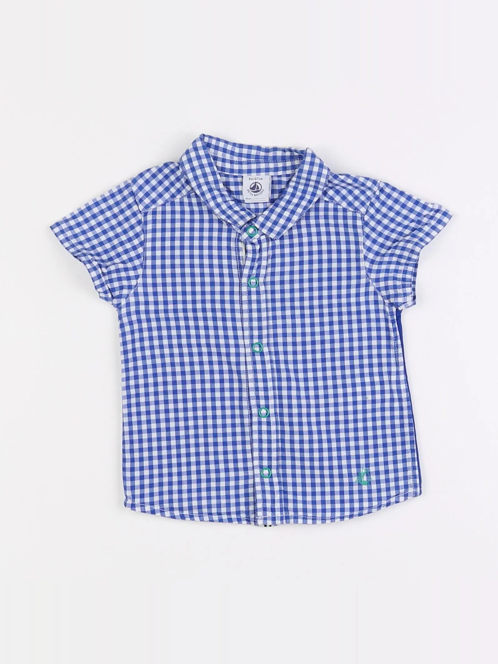 Petit Bateau - chemise blanc, bleu - 6 mois