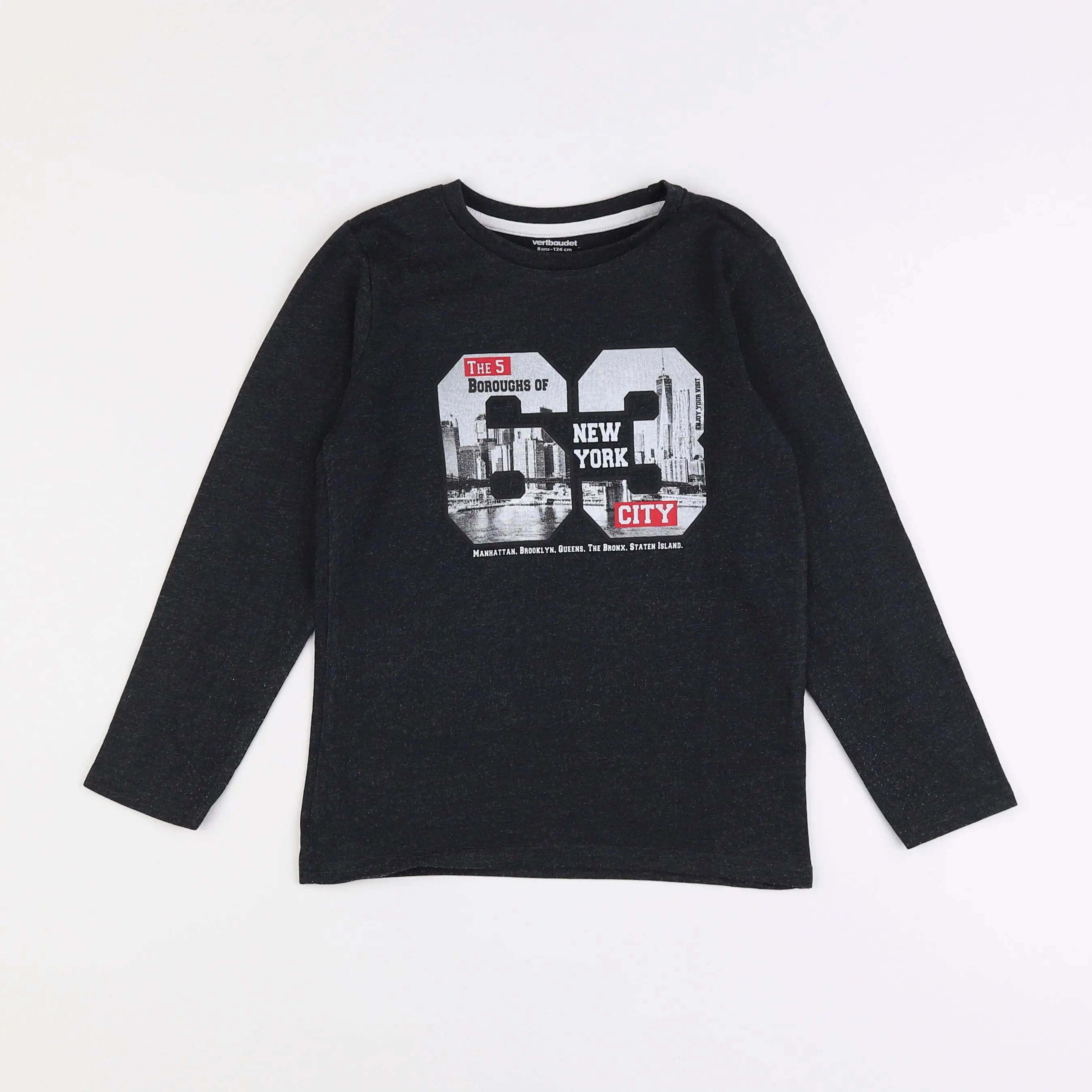 Vertbaudet - tee-shirt gris - 8 ans