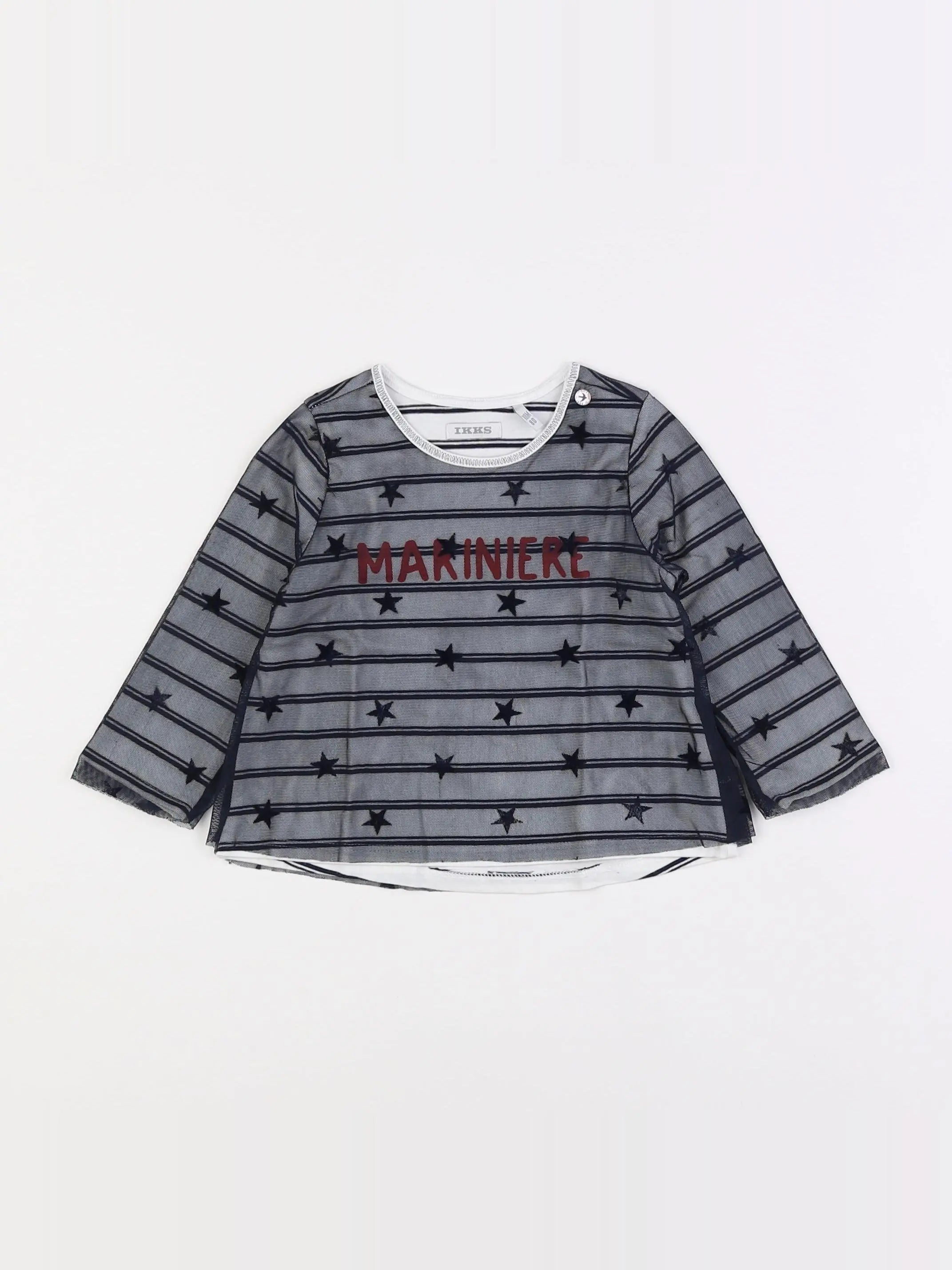 IKKS - tee-shirt bleu, blanc - 18 mois