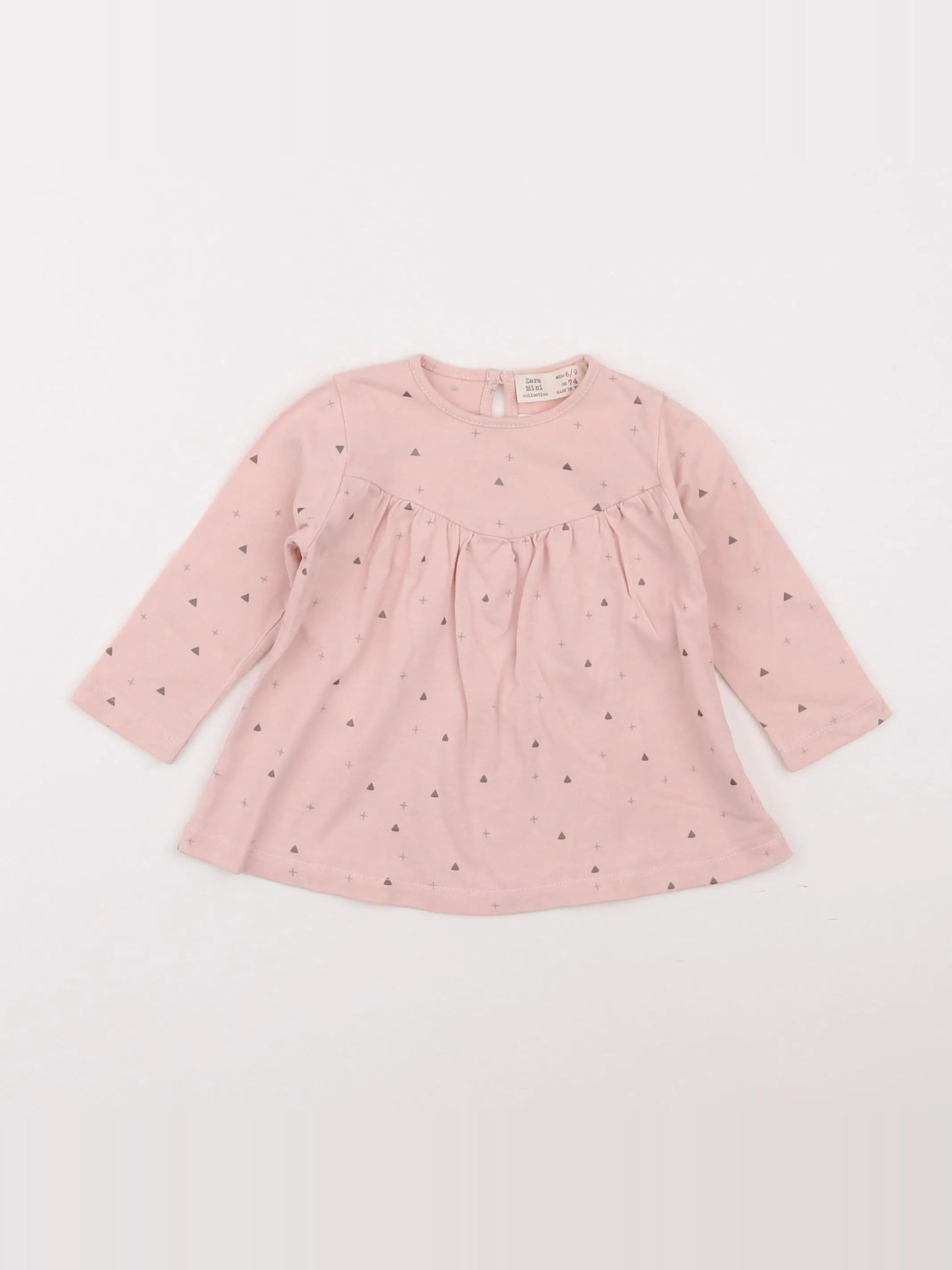 Zara - tee-shirt rose - 6/9 mois