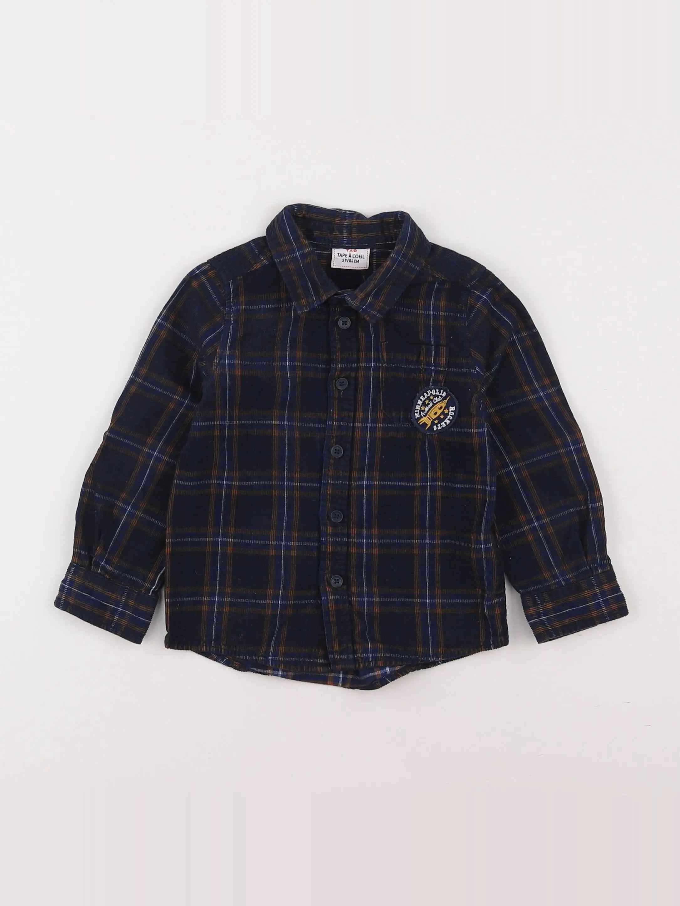 Tape à l'oeil - chemise bleu, marron - 2 ans