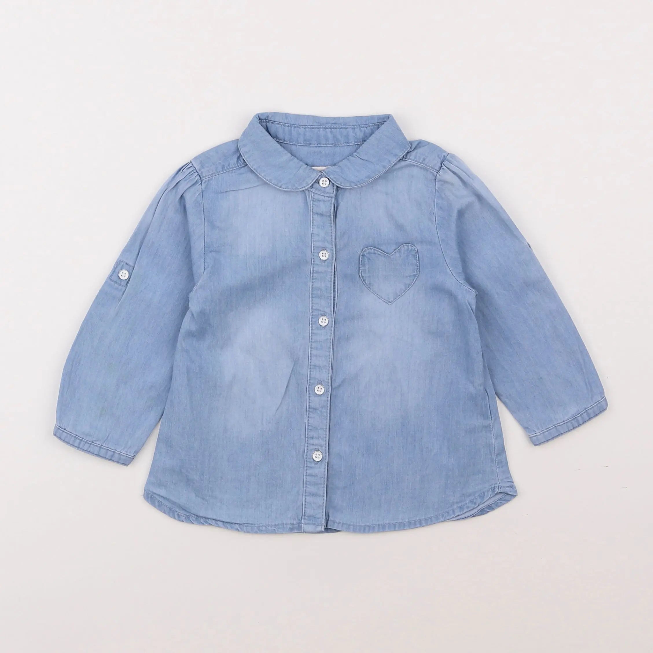 Vertbaudet - chemise bleu - 12 mois
