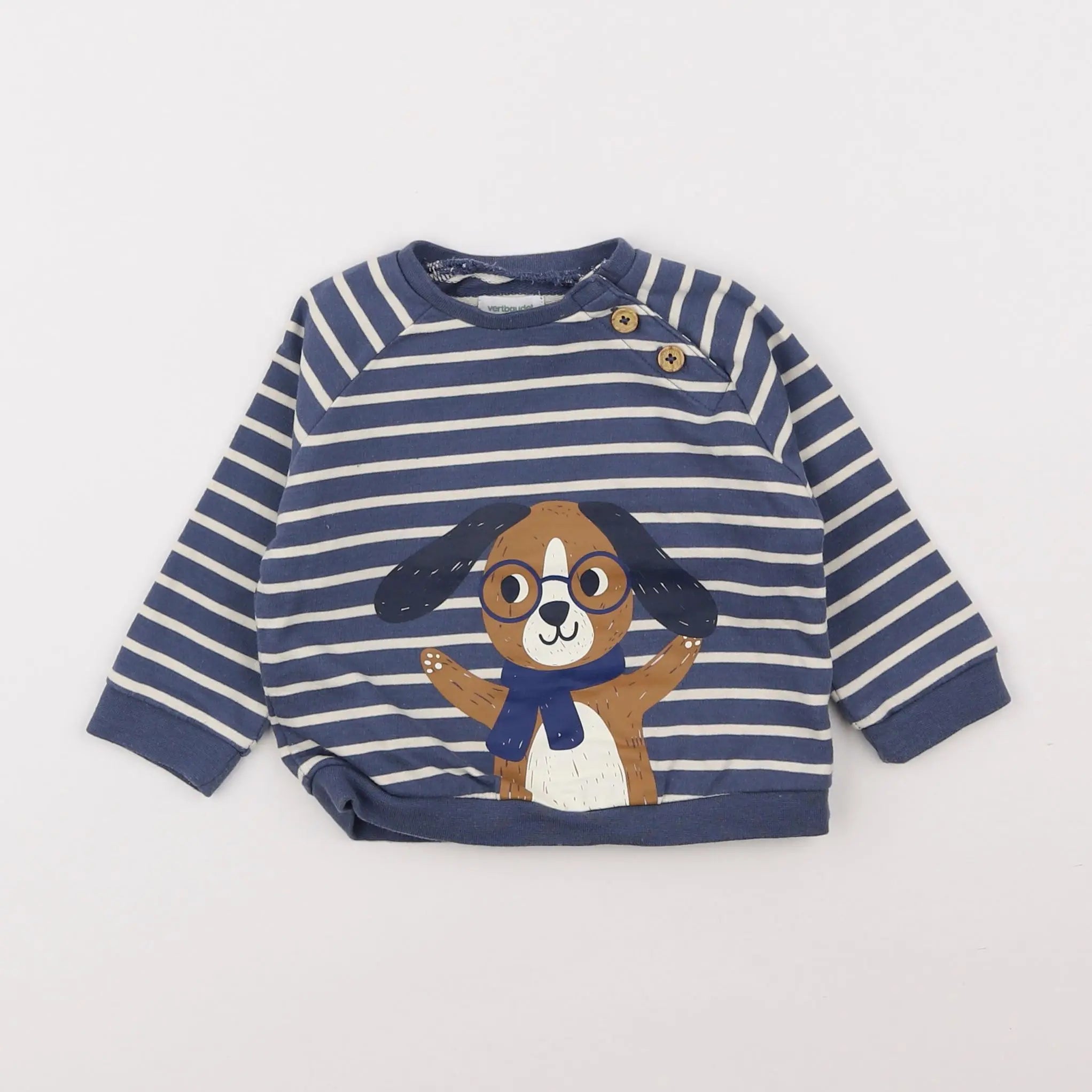 Vertbaudet - sweat bleu - 9 mois