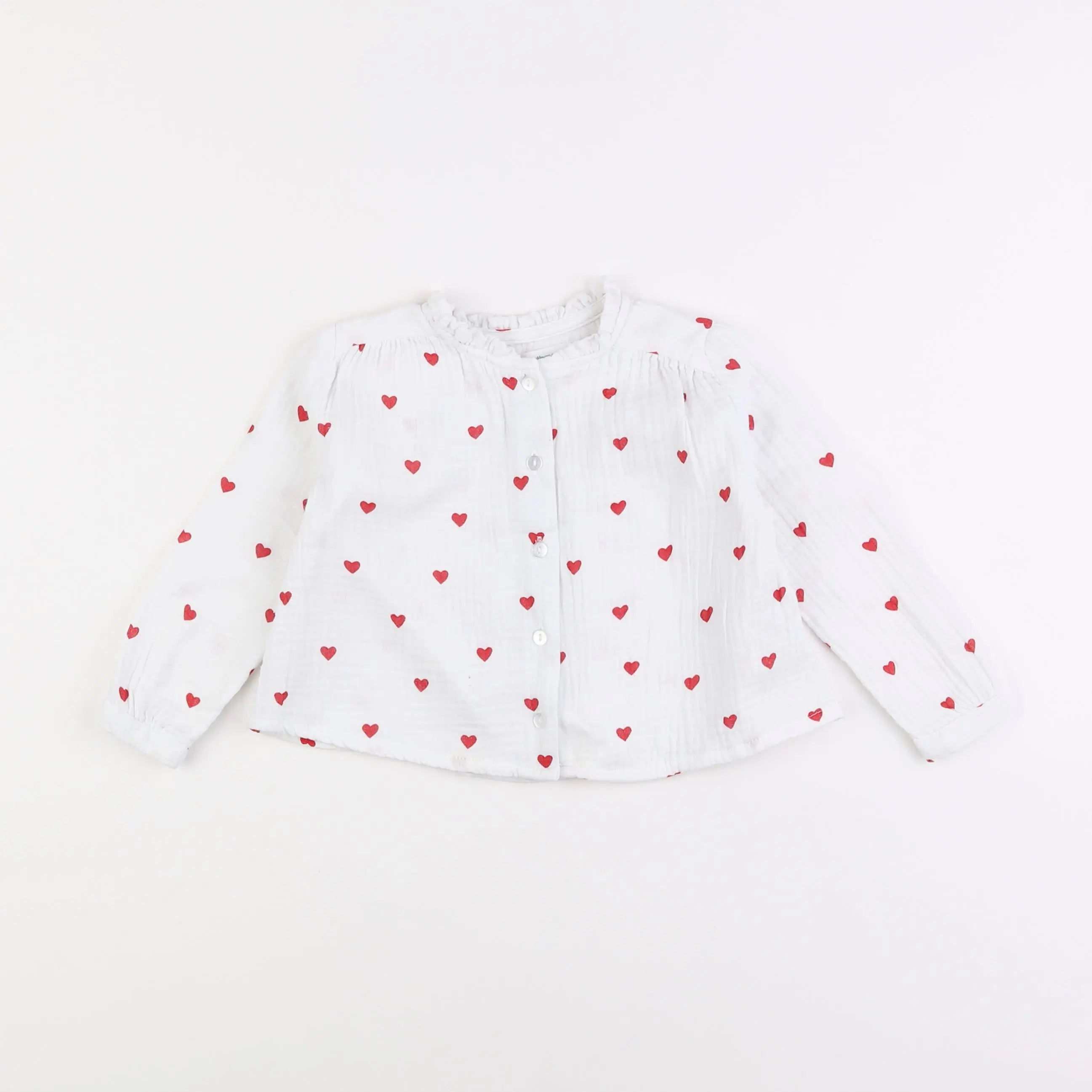 Vertbaudet - chemise blanc, rouge - 2 ans