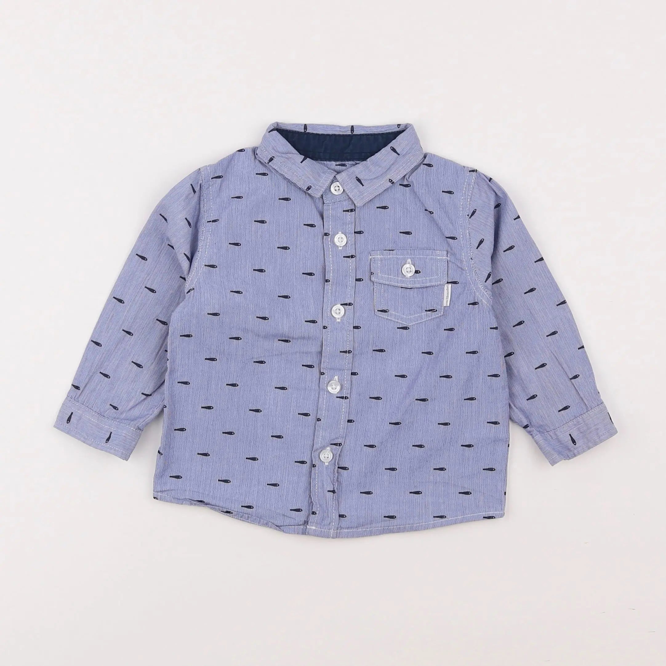 Vertbaudet - chemise bleu - 12 mois