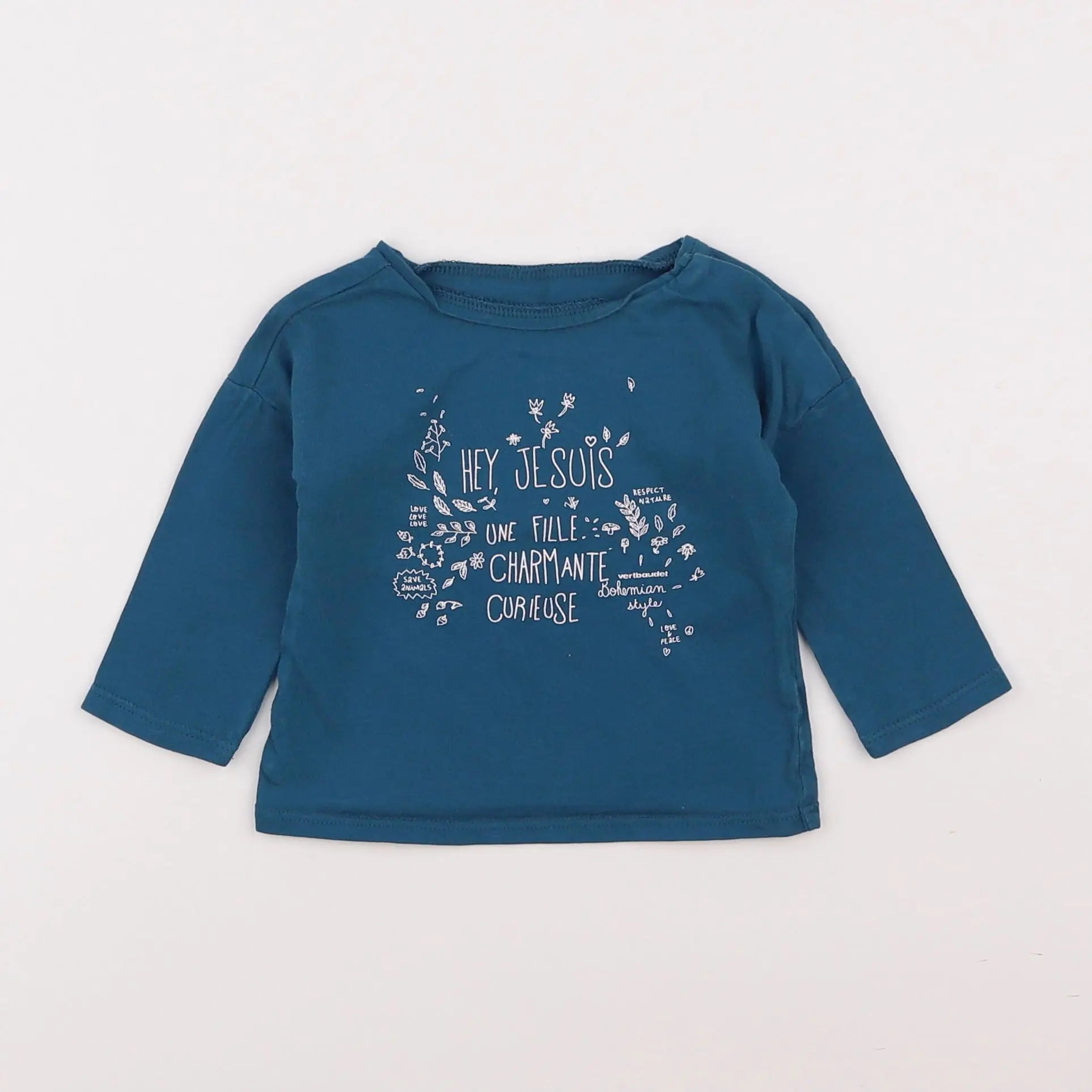 Vertbaudet - tee-shirt bleu - 6 mois