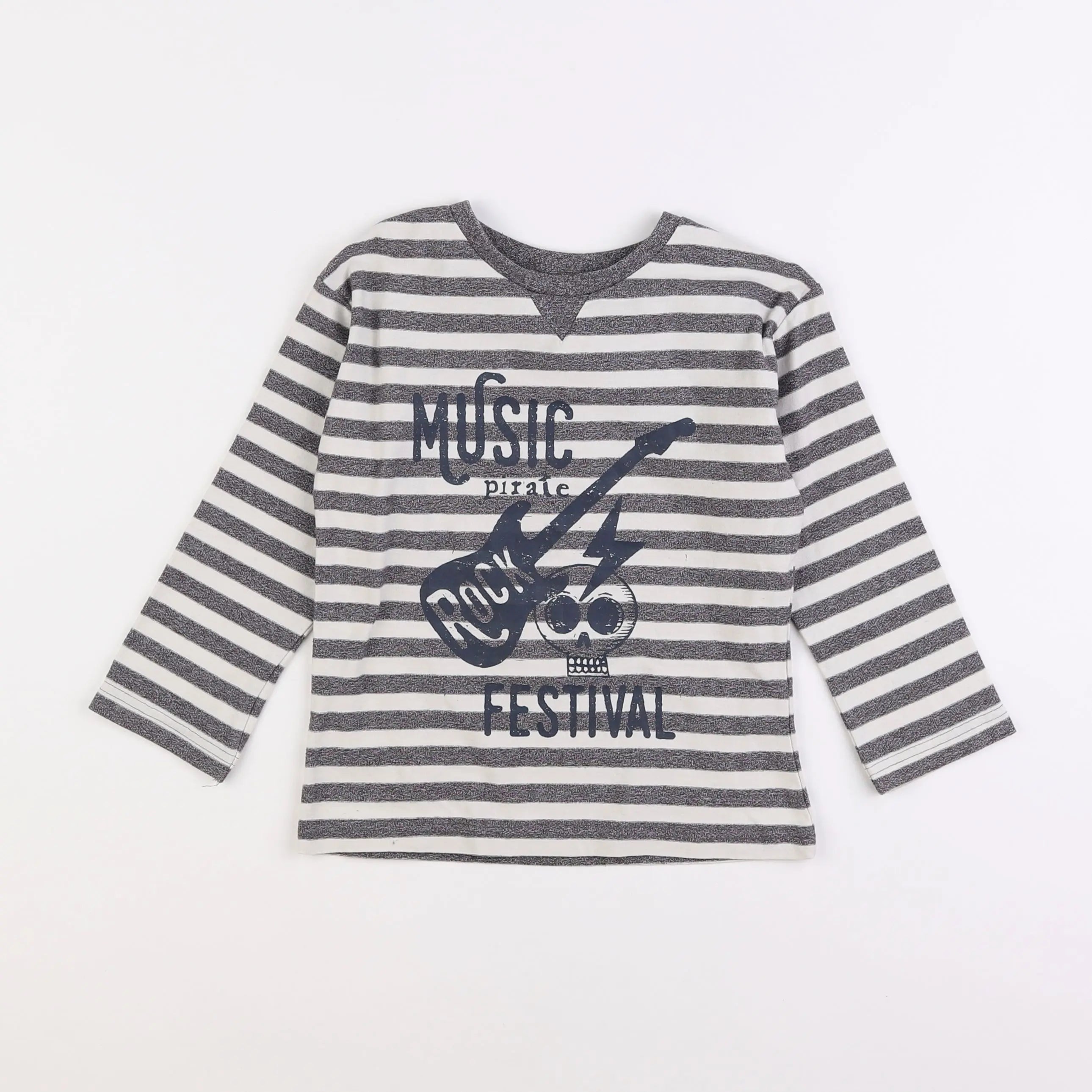 Vertbaudet - tee-shirt blanc, gris - 6 ans