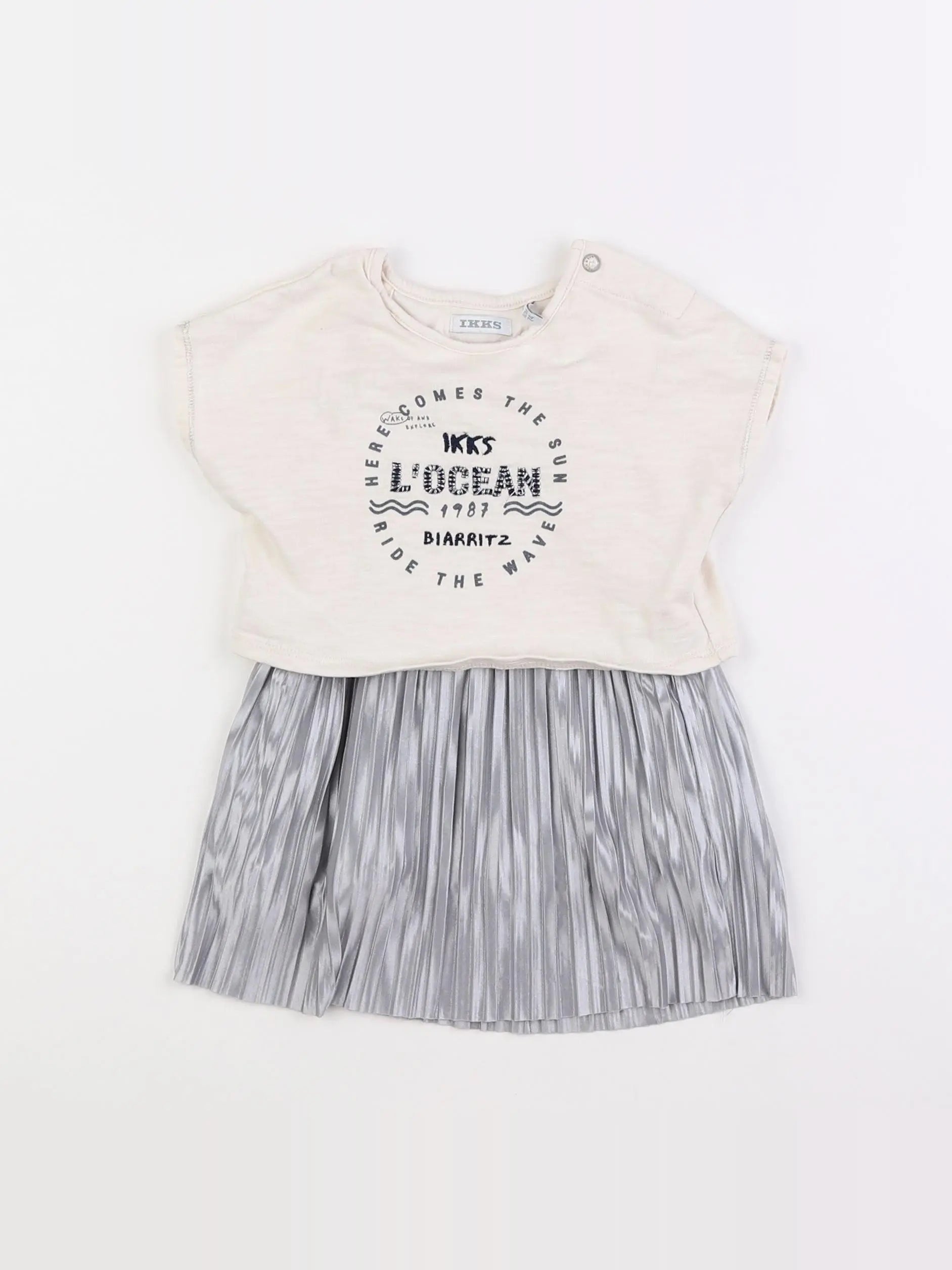 IKKS - robe beige, argent - 12 mois