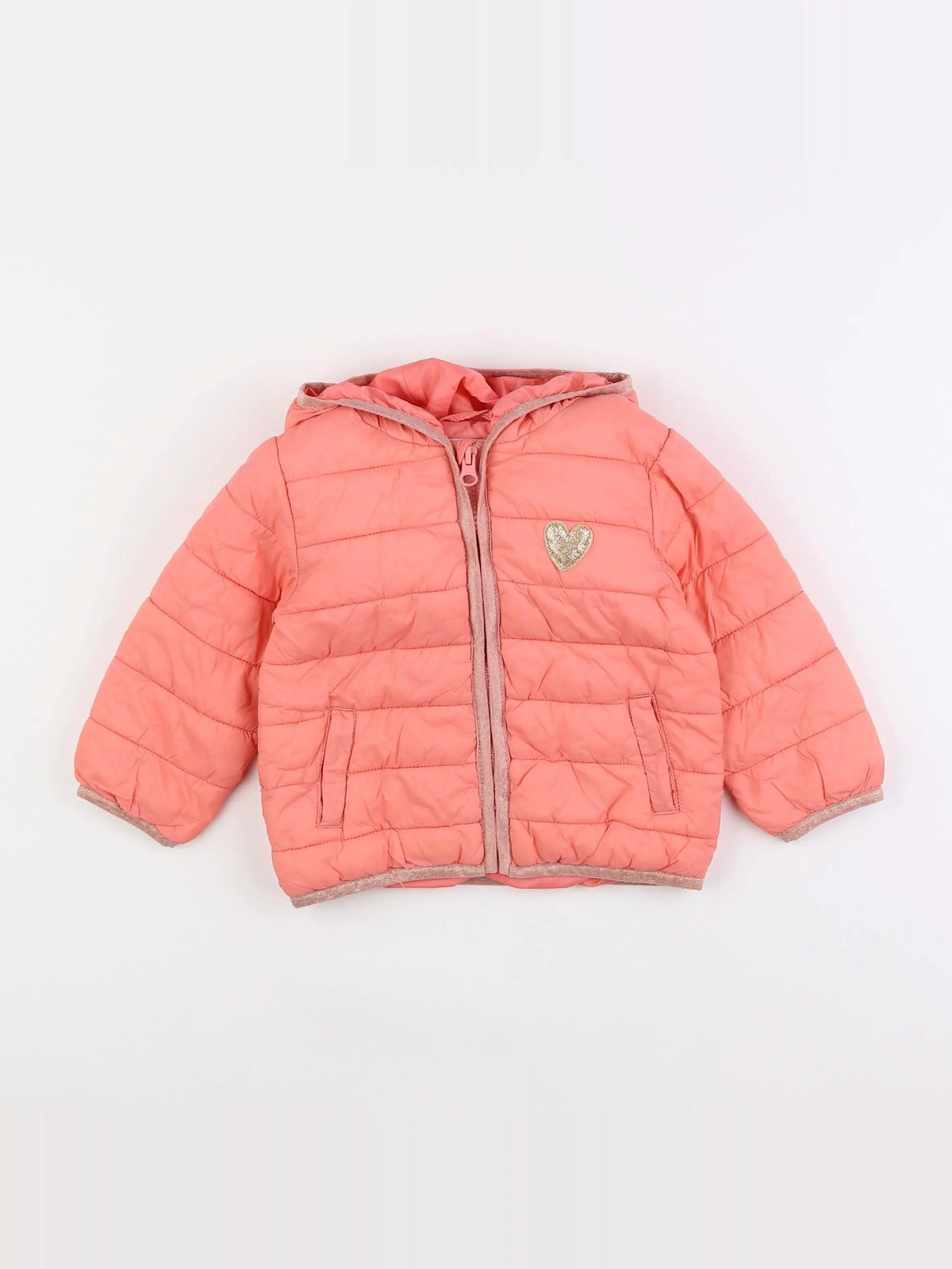 Vertbaudet - doudoune rose, or - 18 mois