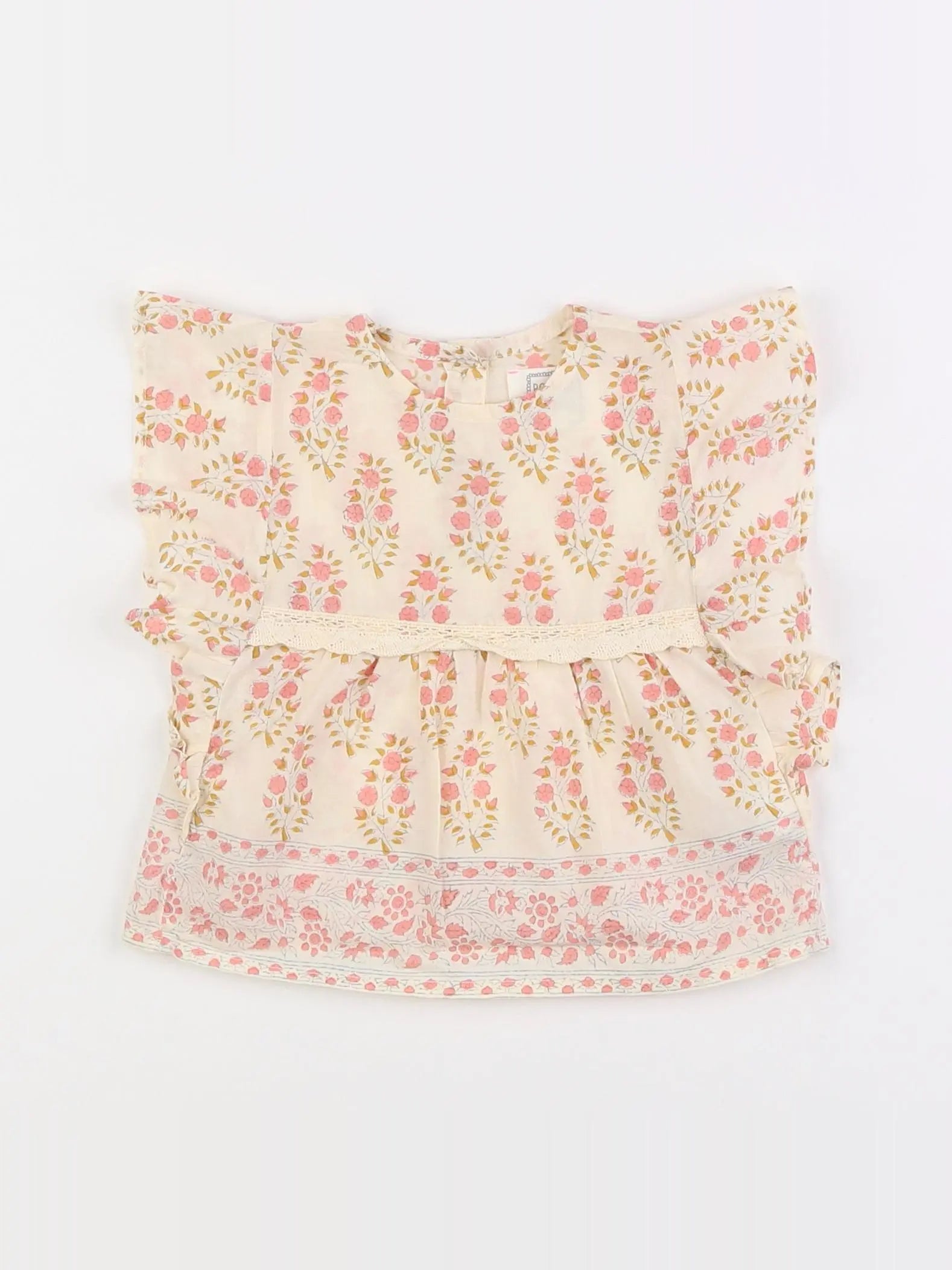 Bonheur du jour - blouse beige, rose - 3 mois