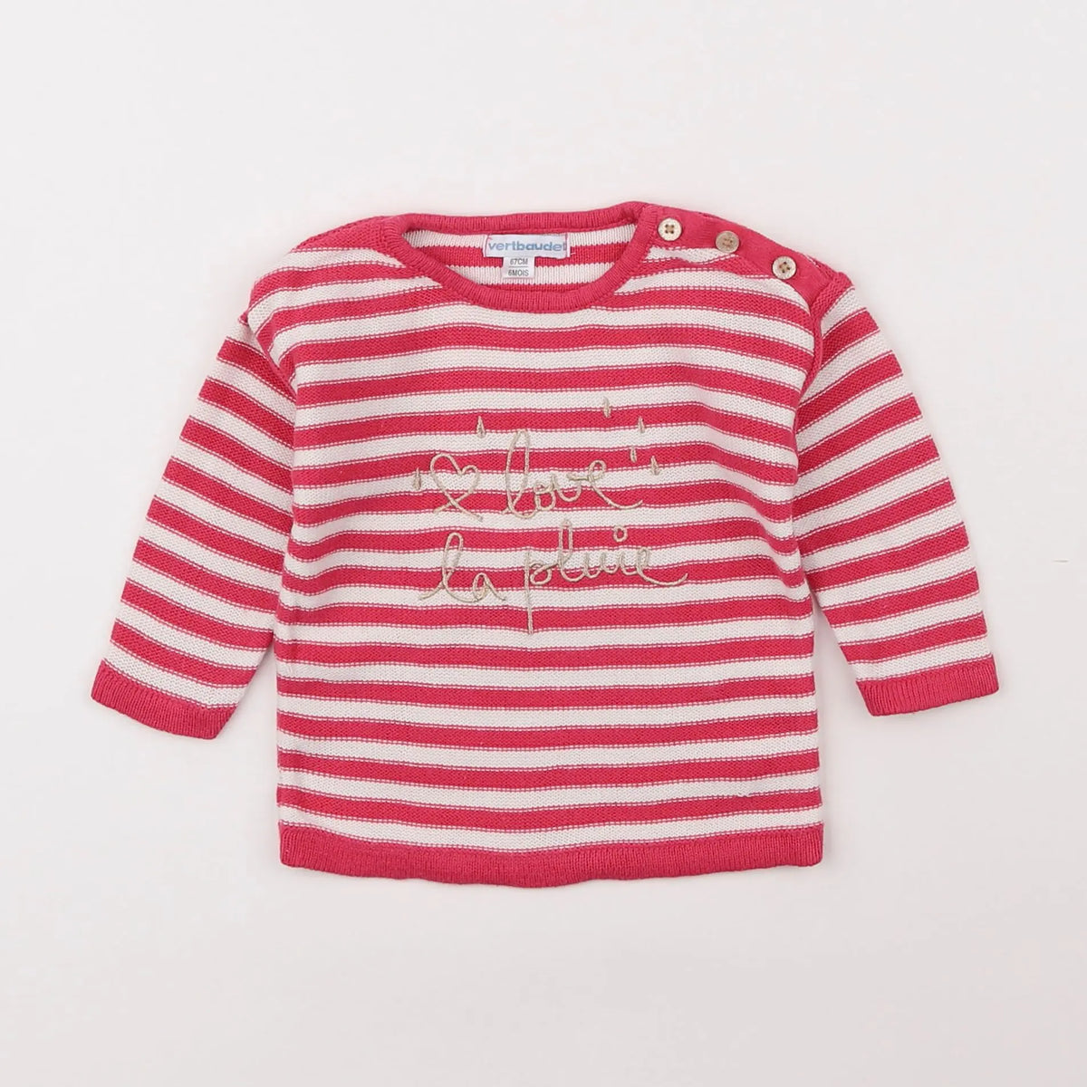 Vertbaudet - pull rose - 6 mois