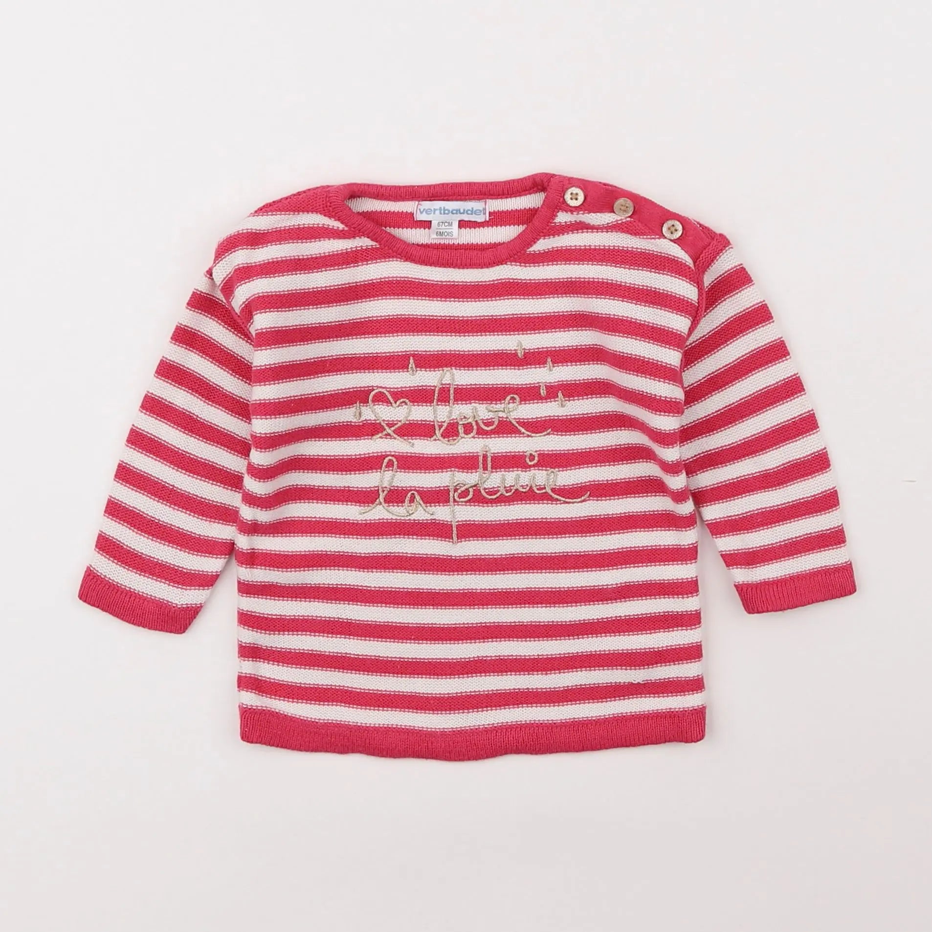 Vertbaudet - pull rose - 6 mois