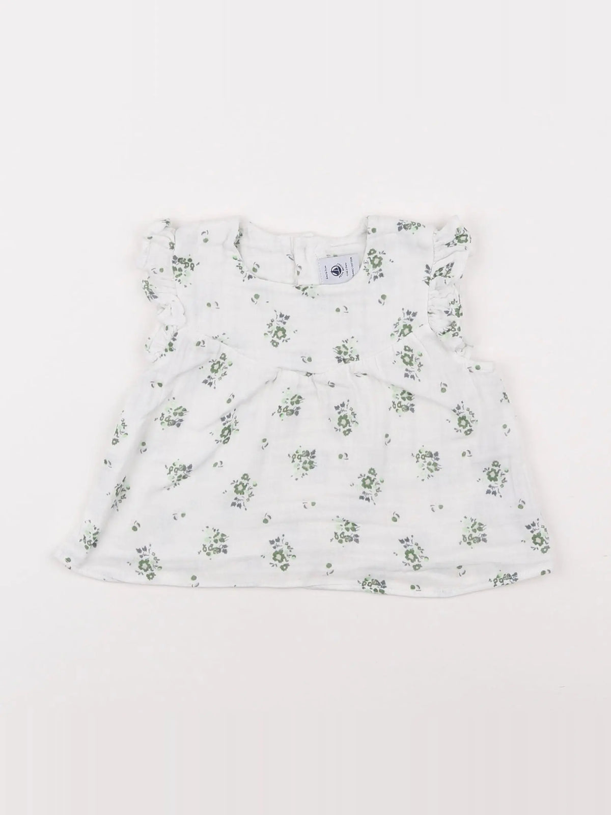 Petit Bateau - robe blanc, vert - 6 mois