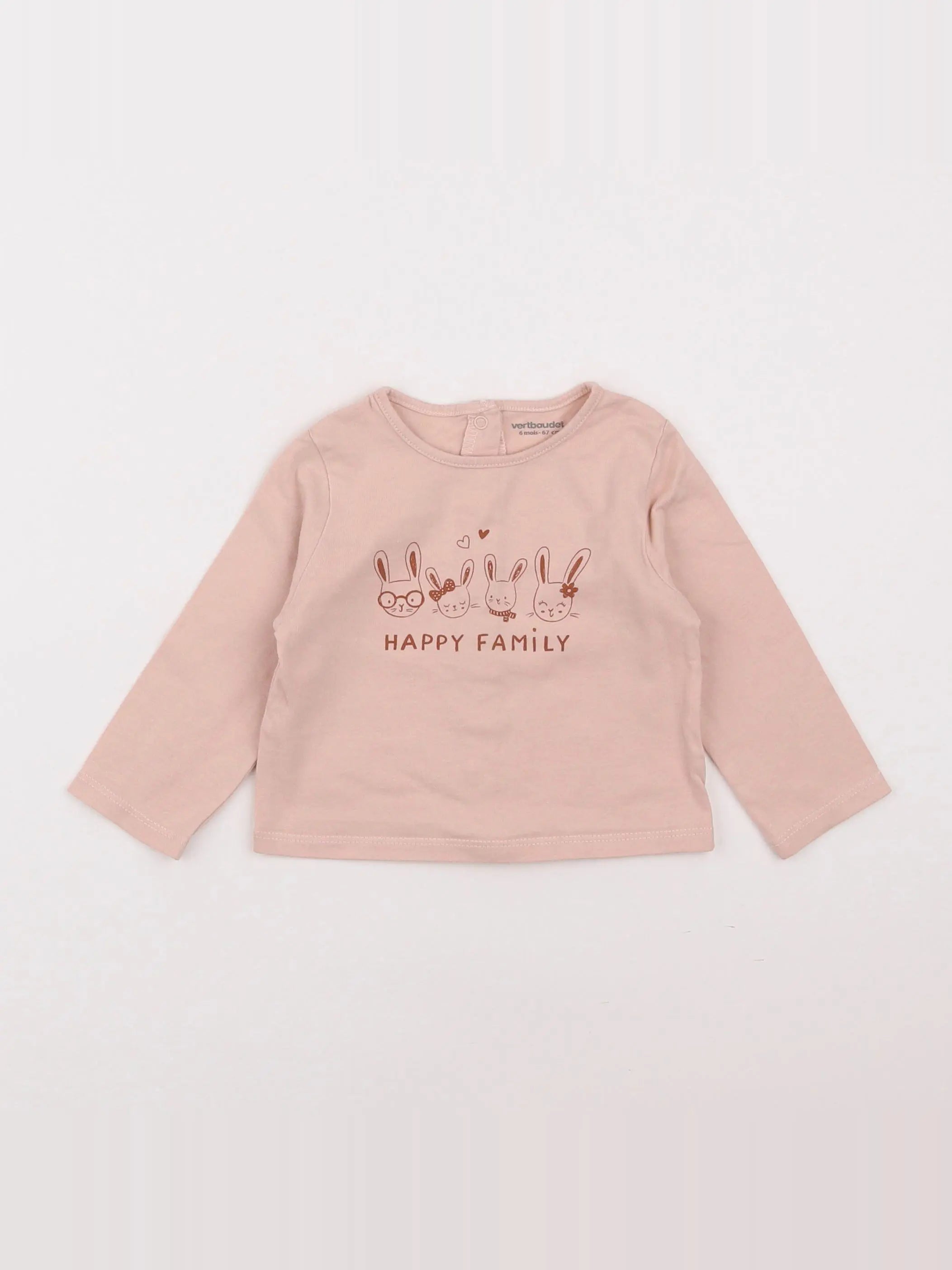 Vertbaudet - tee-shirt rose - 6 mois