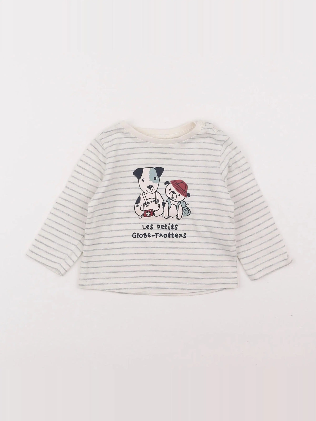 Vertbaudet - tee-shirt blanc, gris - 6 mois