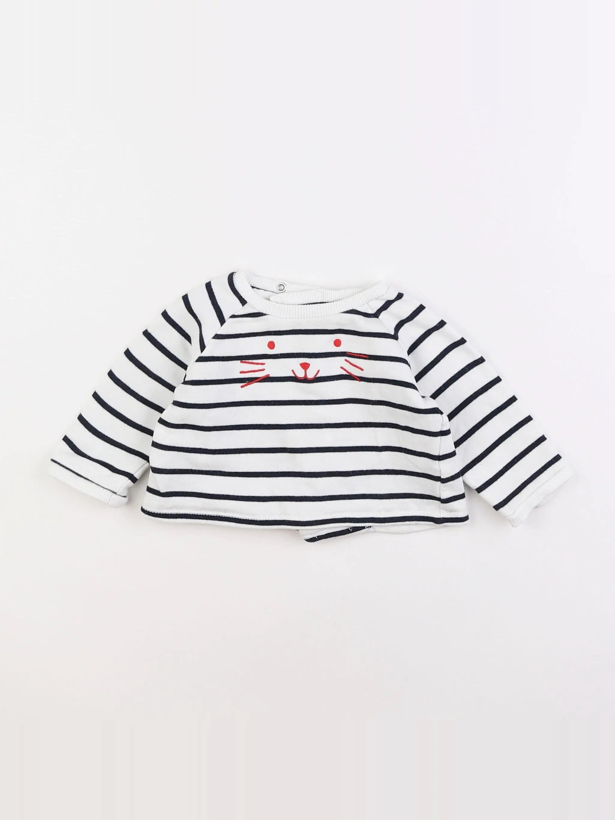 Boutchou - sweat blanc, bleu - 6 mois