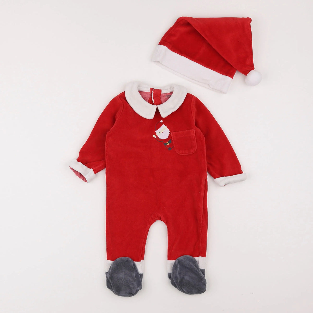 Vertbaudet - pyjama velours rouge - 6 mois