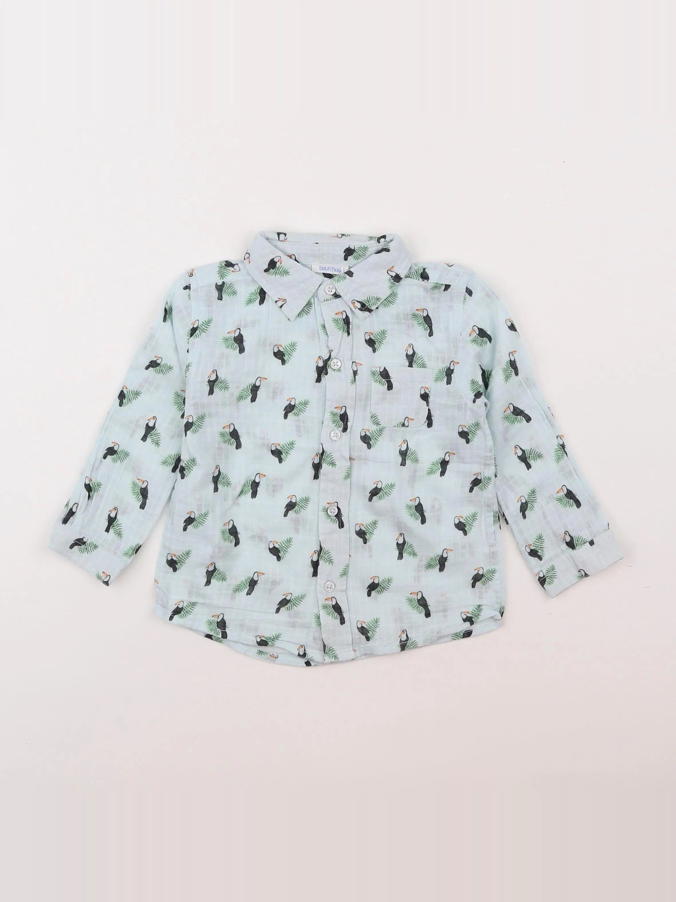 Boutchou - chemise bleu - 18 mois