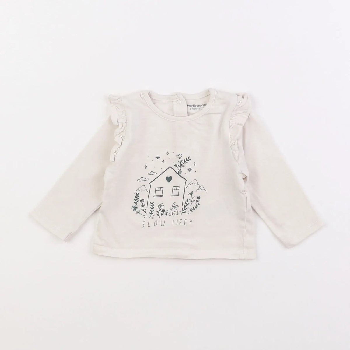 Vertbaudet - tee-shirt beige - 3 mois