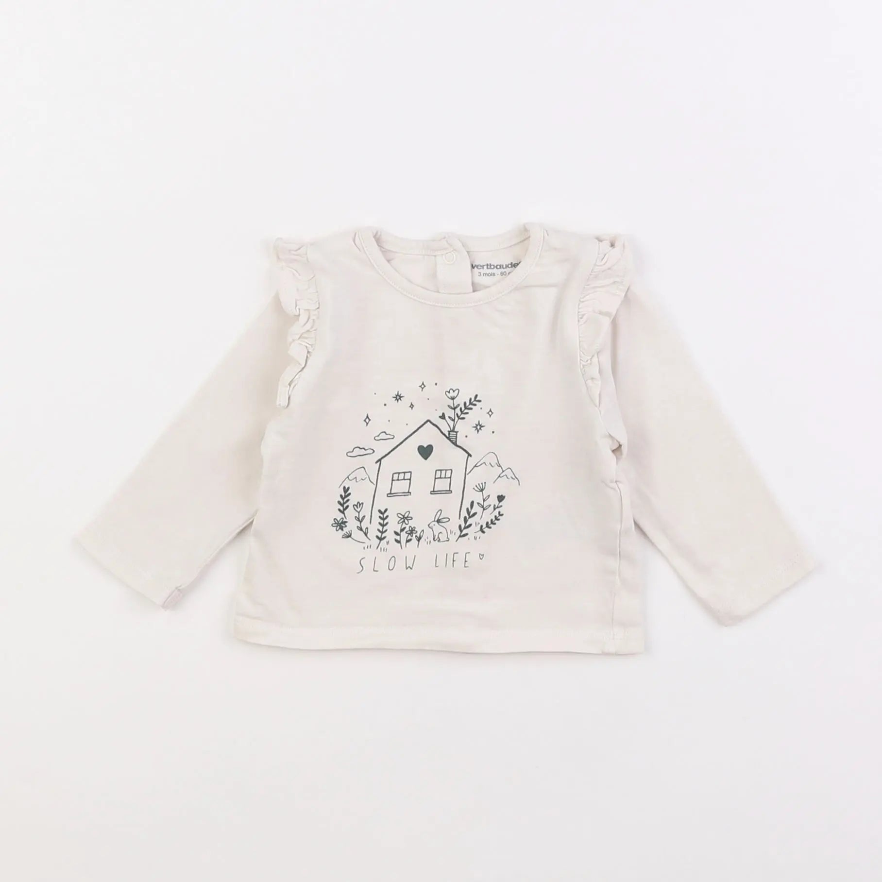 Vertbaudet - tee-shirt beige - 3 mois