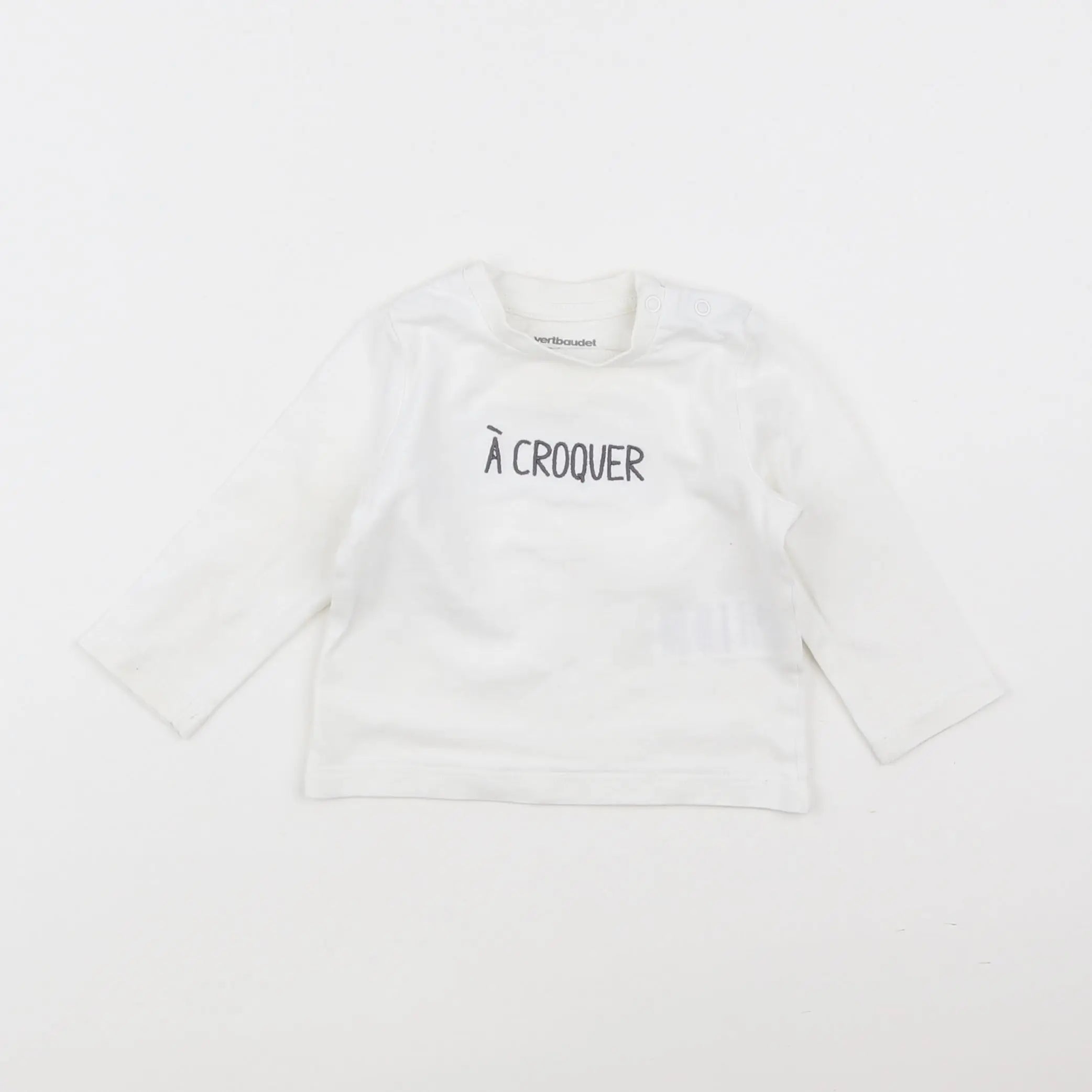 Vertbaudet - tee-shirt velours blanc - 6 mois