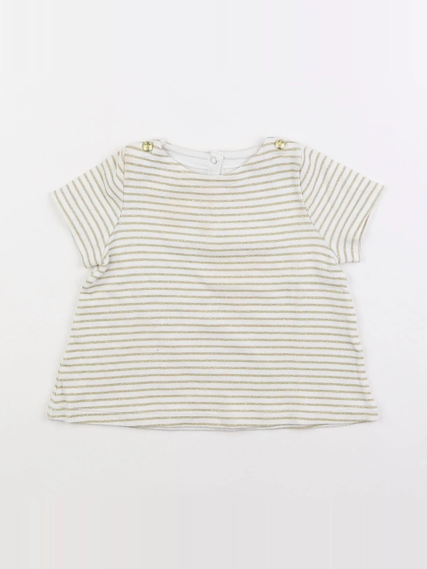 Petit Bateau - tee-shirt blanc, or - 6 mois