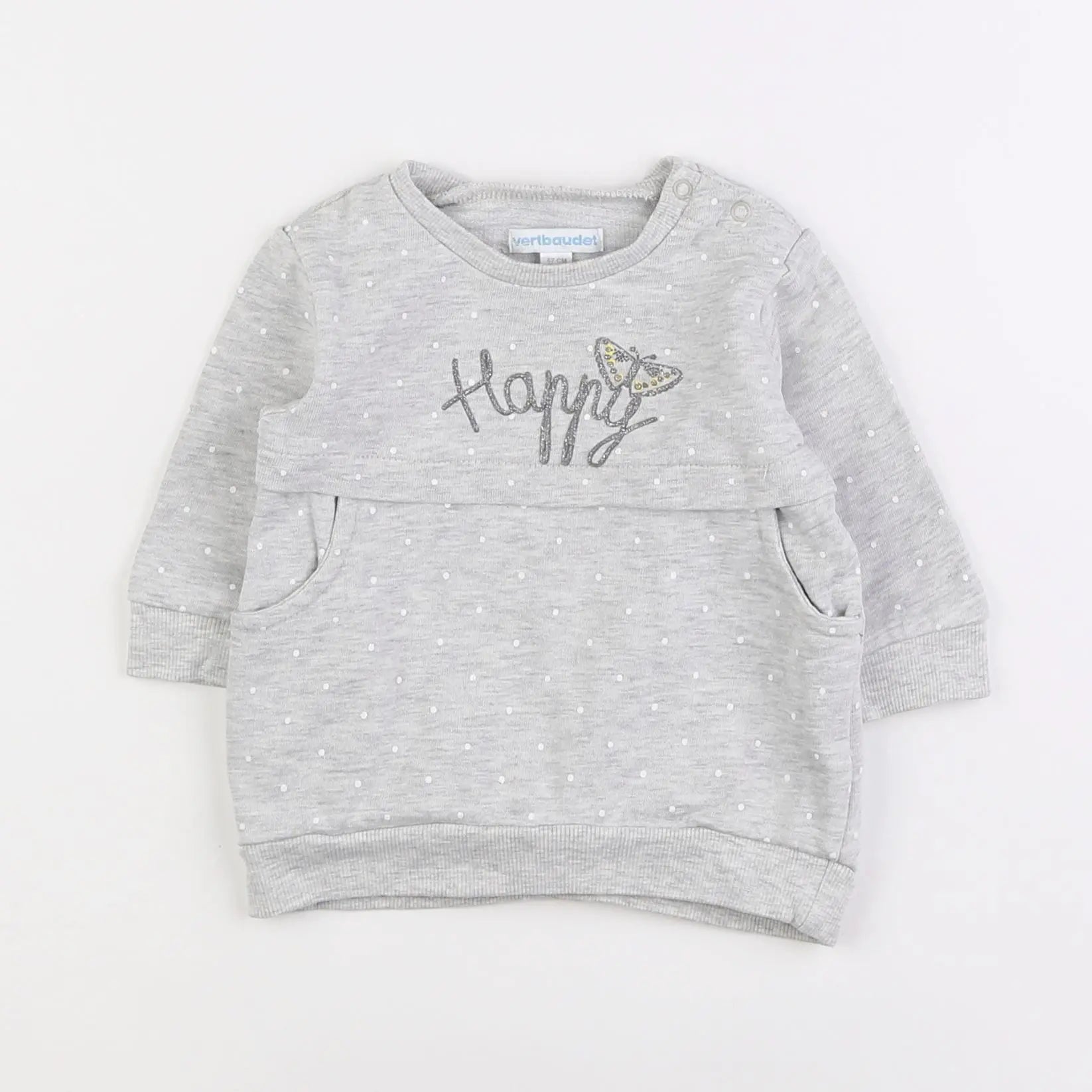 Vertbaudet - sweat gris - 6 mois