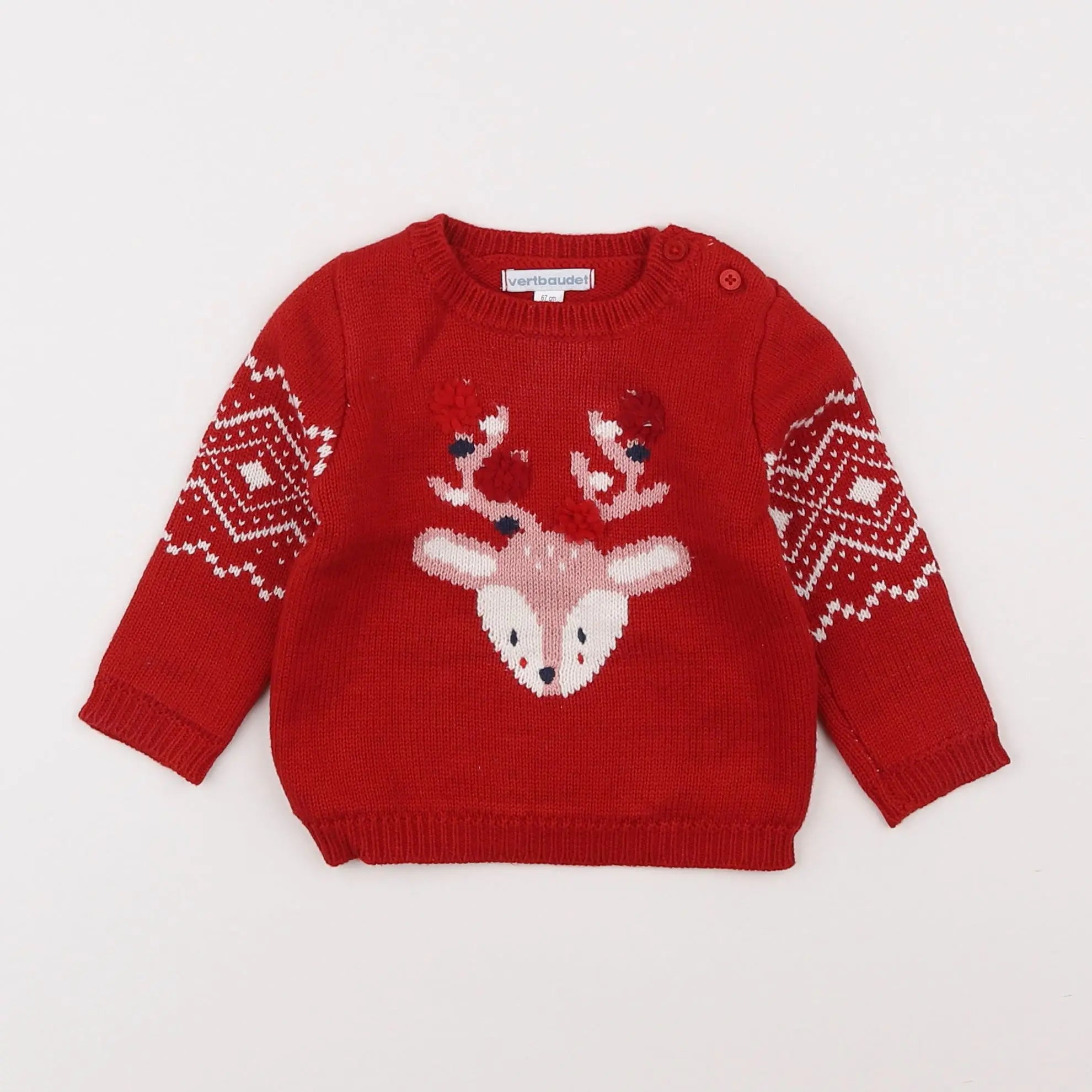 Vertbaudet - pull rouge - 6 mois