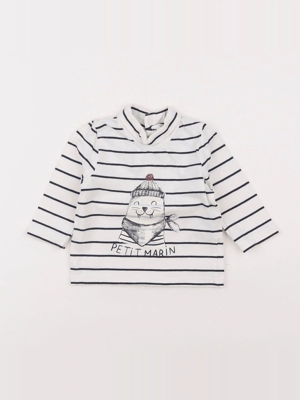 Vertbaudet - sous-pull bleu, blanc - 3 mois