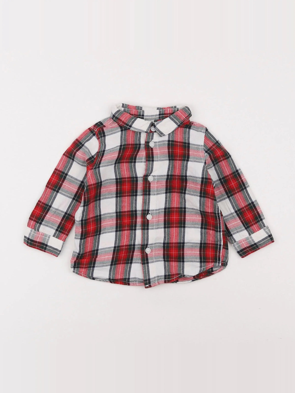 H&M - chemise blanc, rouge - 3/6 mois