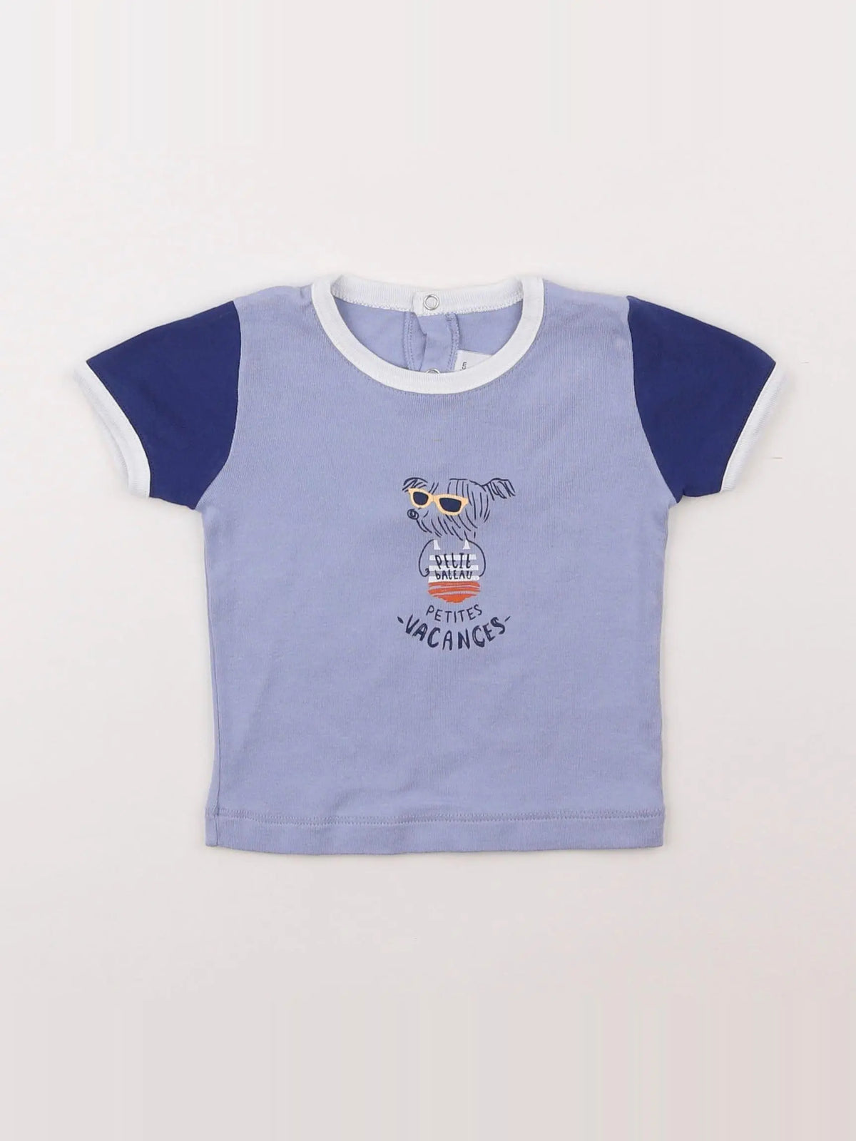 Petit Bateau - tee-shirt bleu - 6 mois