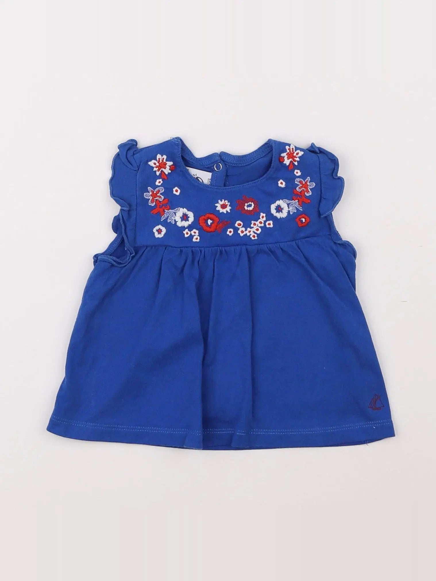 Petit Bateau - débardeur bleu - 6 mois