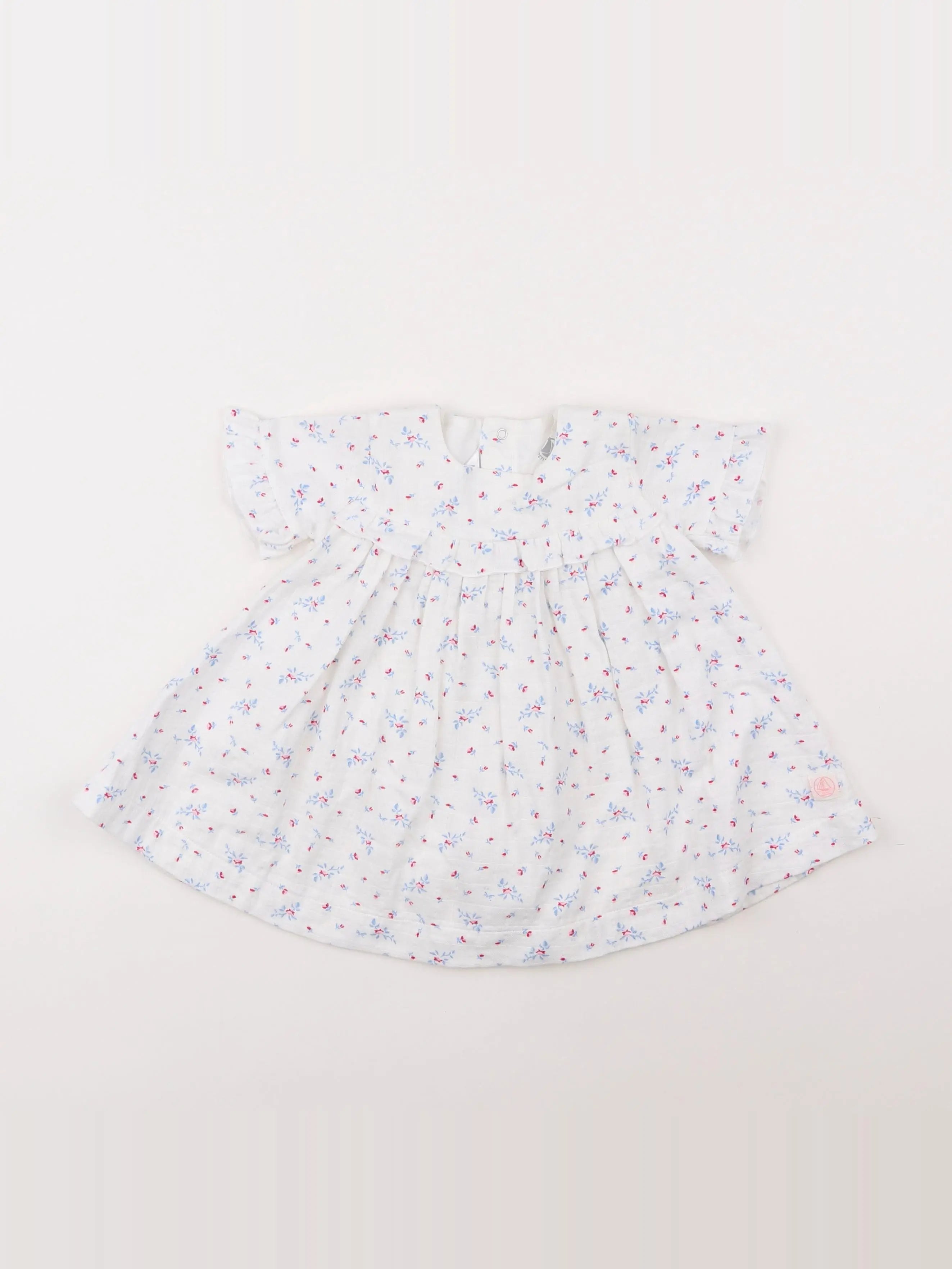 Petit Bateau - robe blanc - 12 mois