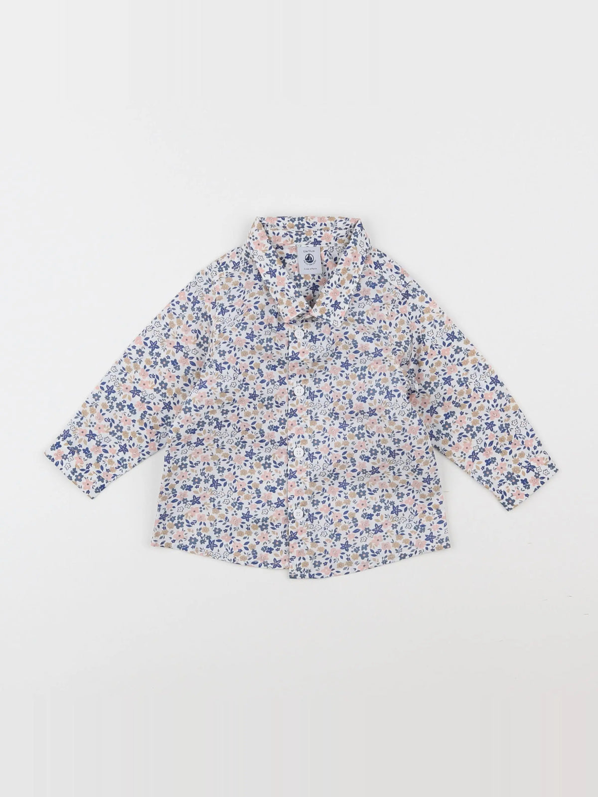 Petit Bateau - chemise bleu - 12 mois