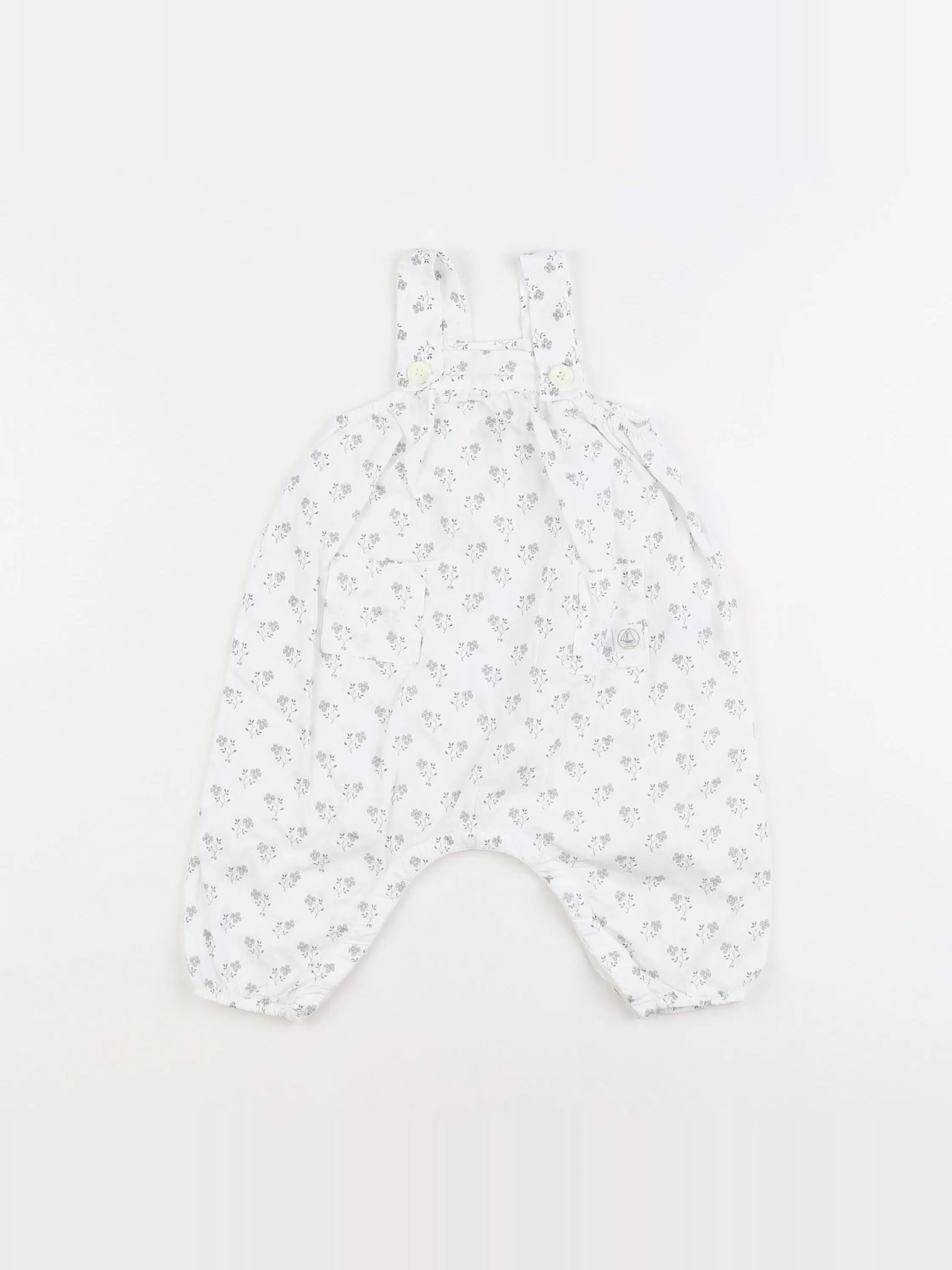 Petit Bateau - salopette blanc - 6 mois