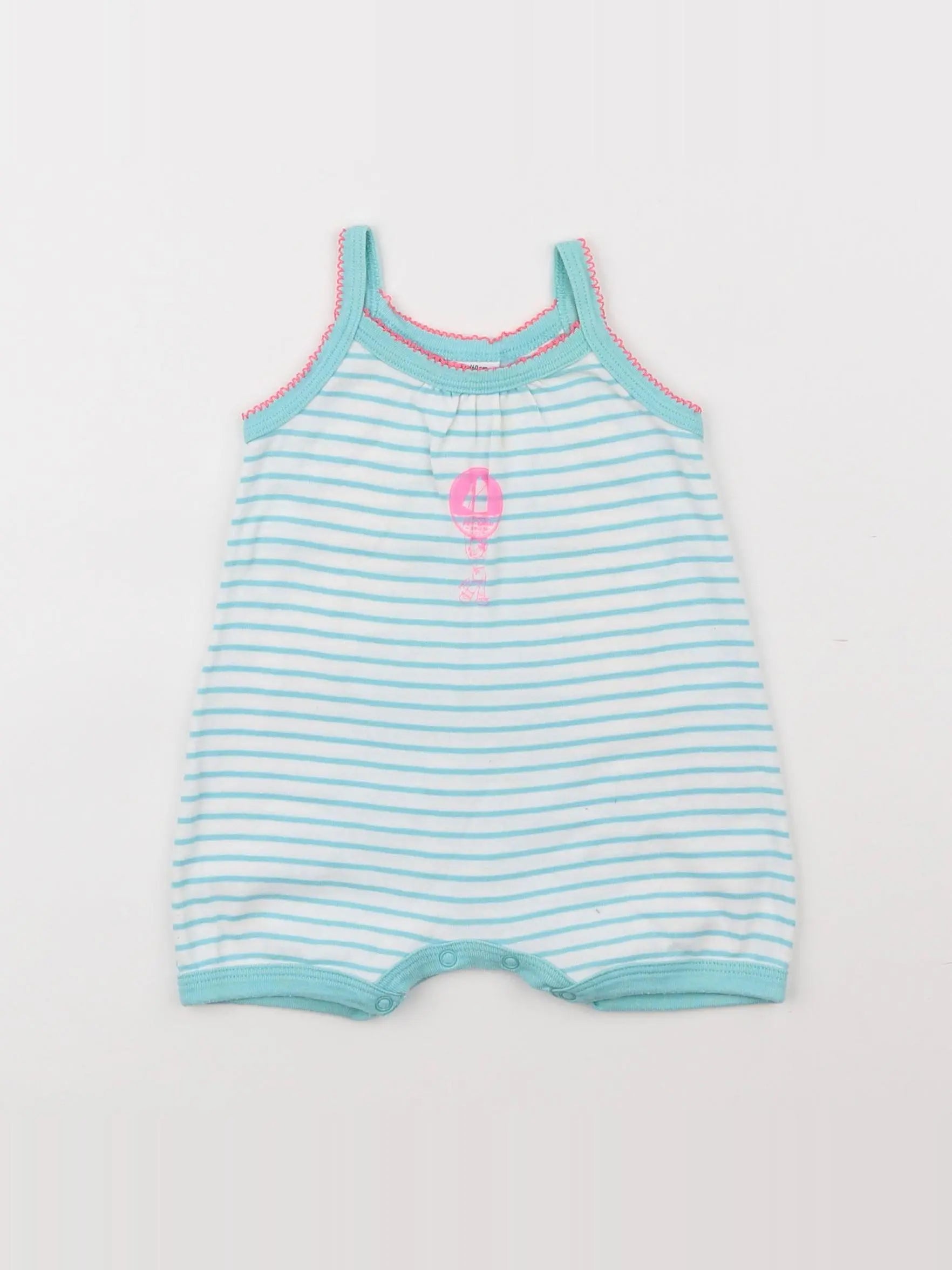 Petit Bateau - pyjama coton blanc, bleu - 3 mois