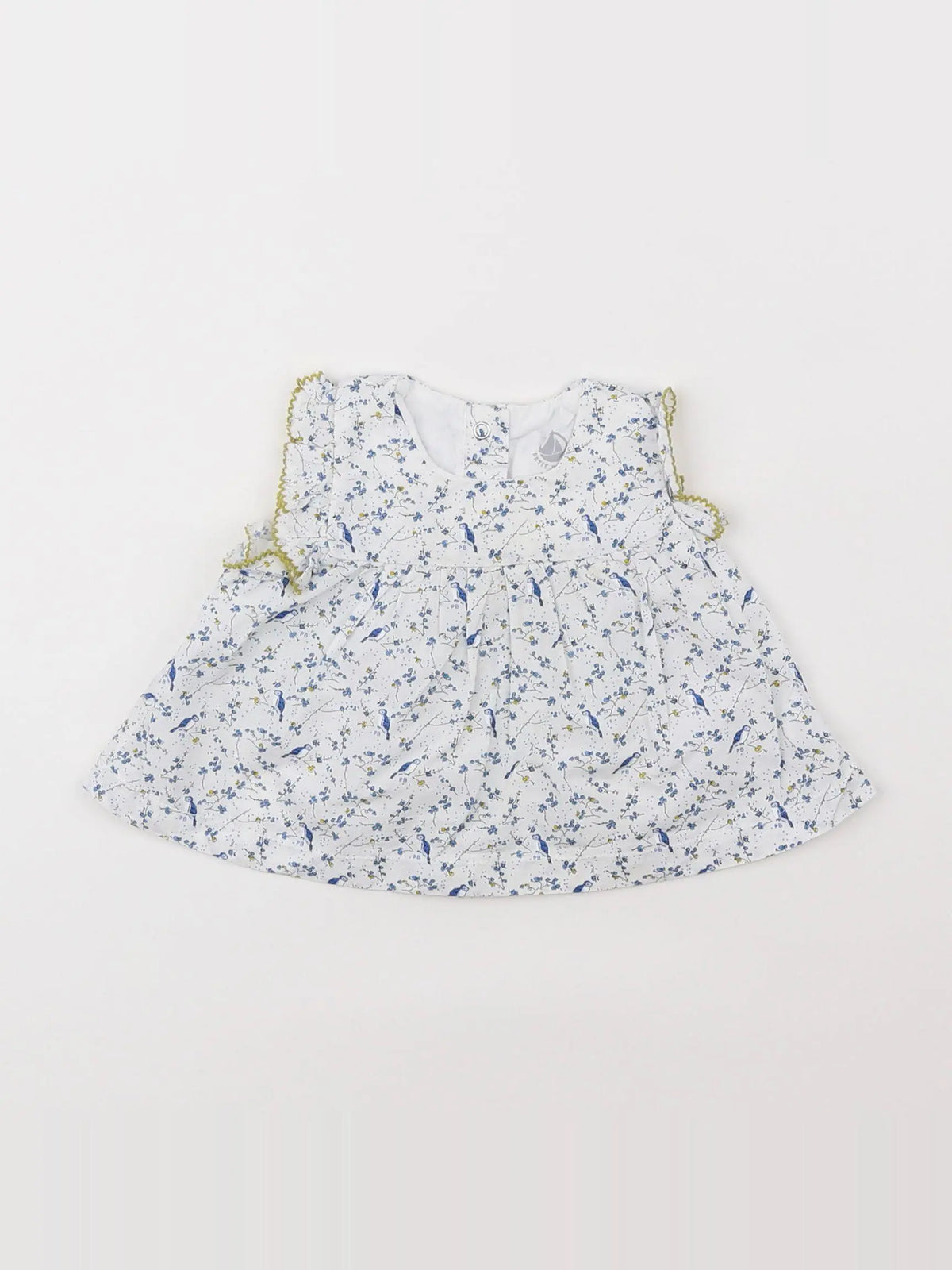 Petit Bateau - blouse blanc, bleu - 3 mois