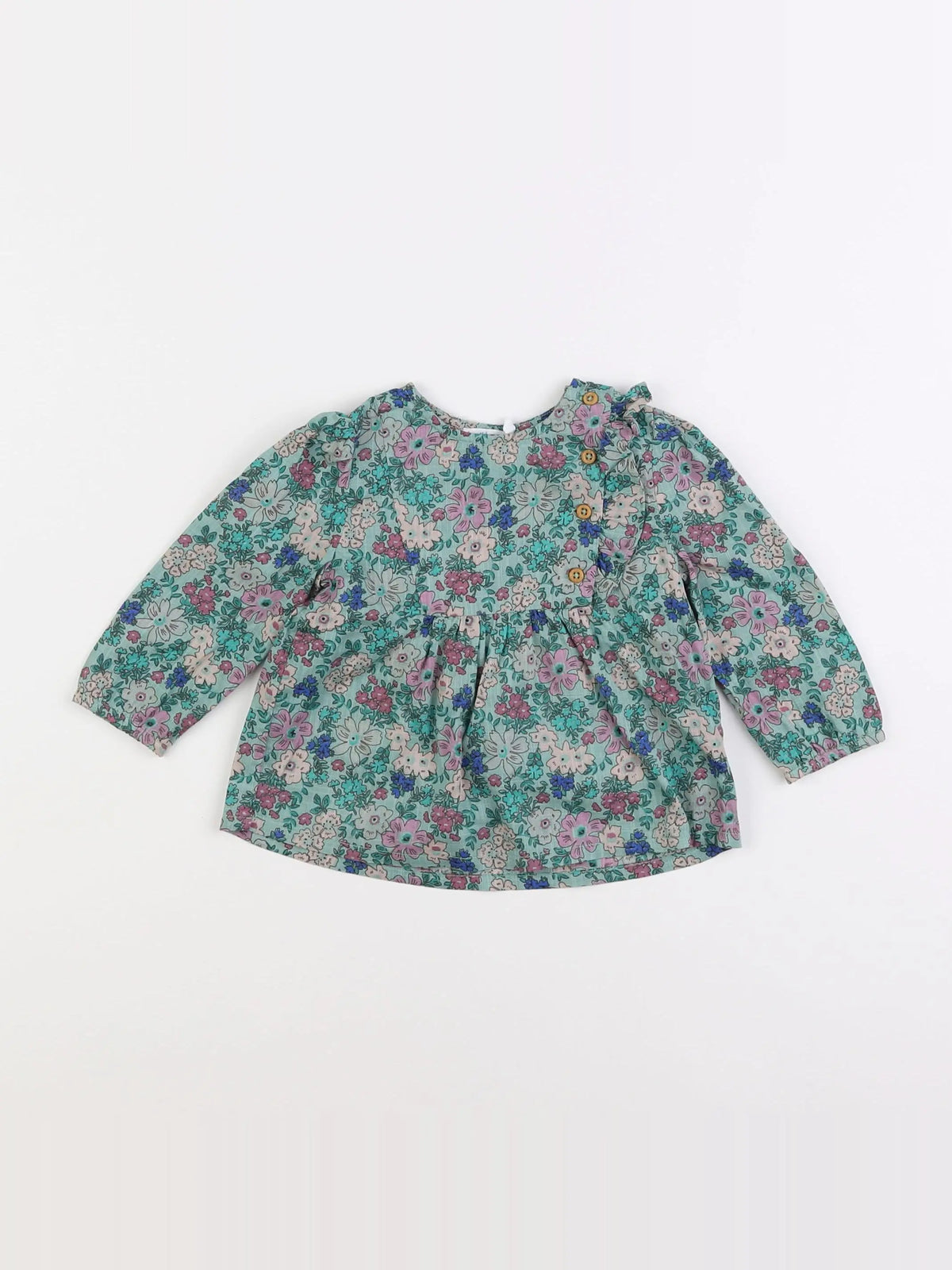 Boutchou - blouse vert - 6 mois