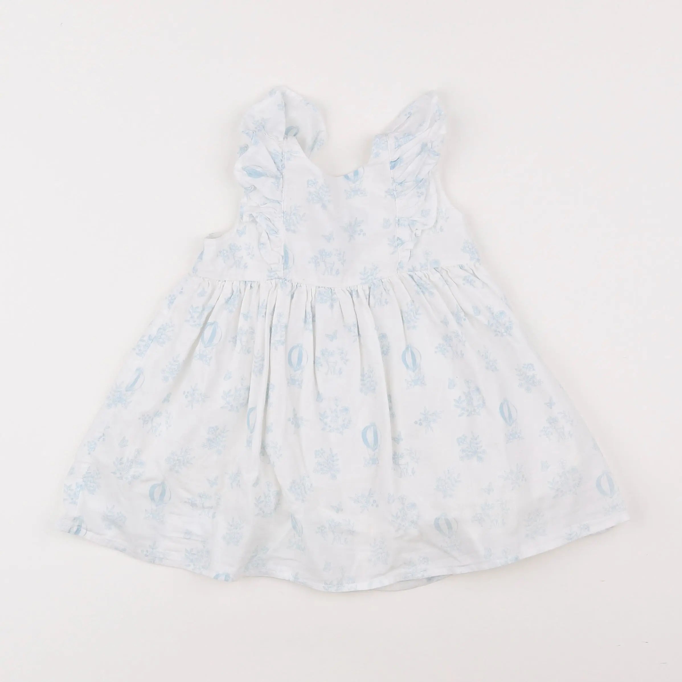 Vertbaudet - robe blanc, bleu - 9 mois